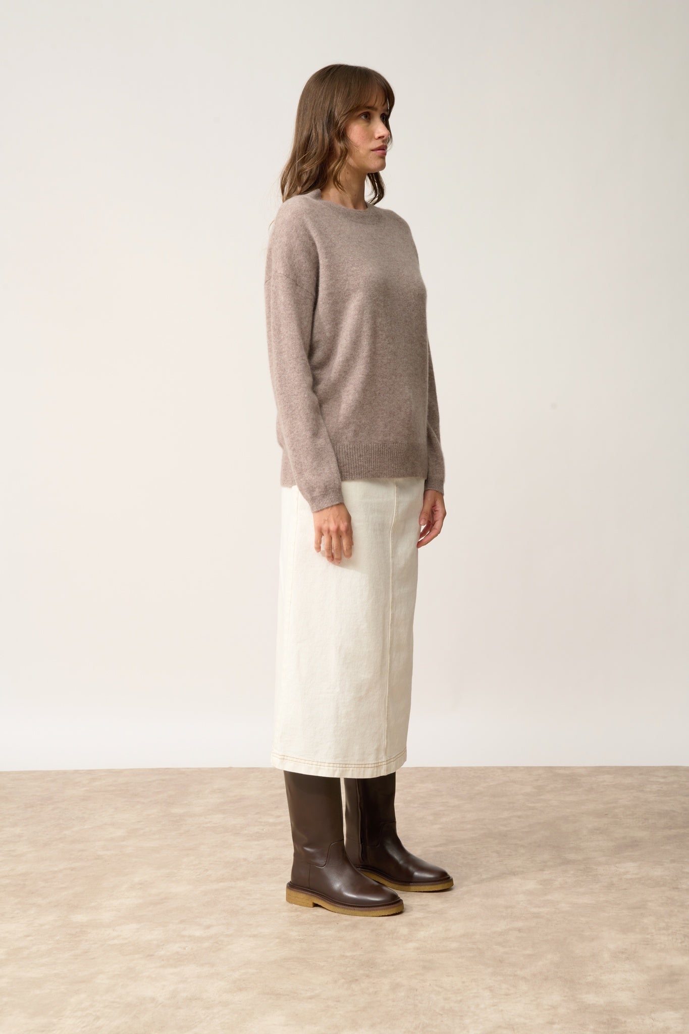 KAYLA round-neck sweater mottled caribou