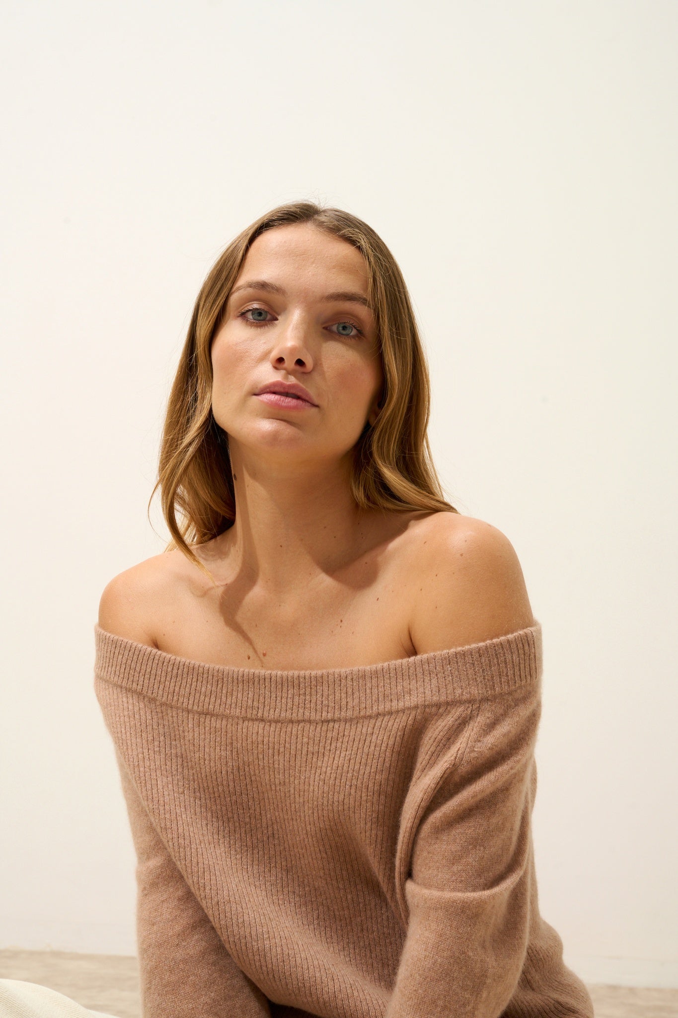 KELLY pull col bateau camel chiné