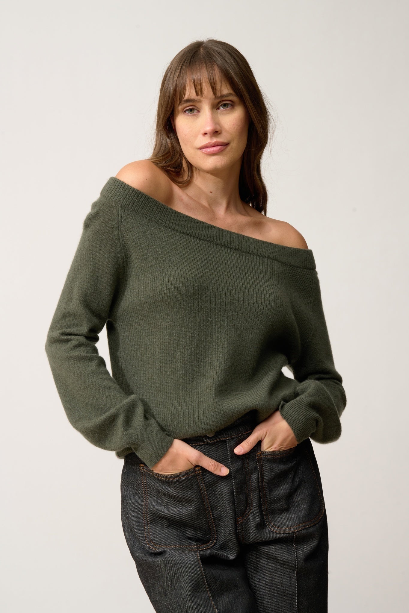 KELLY pull col bateau kaki