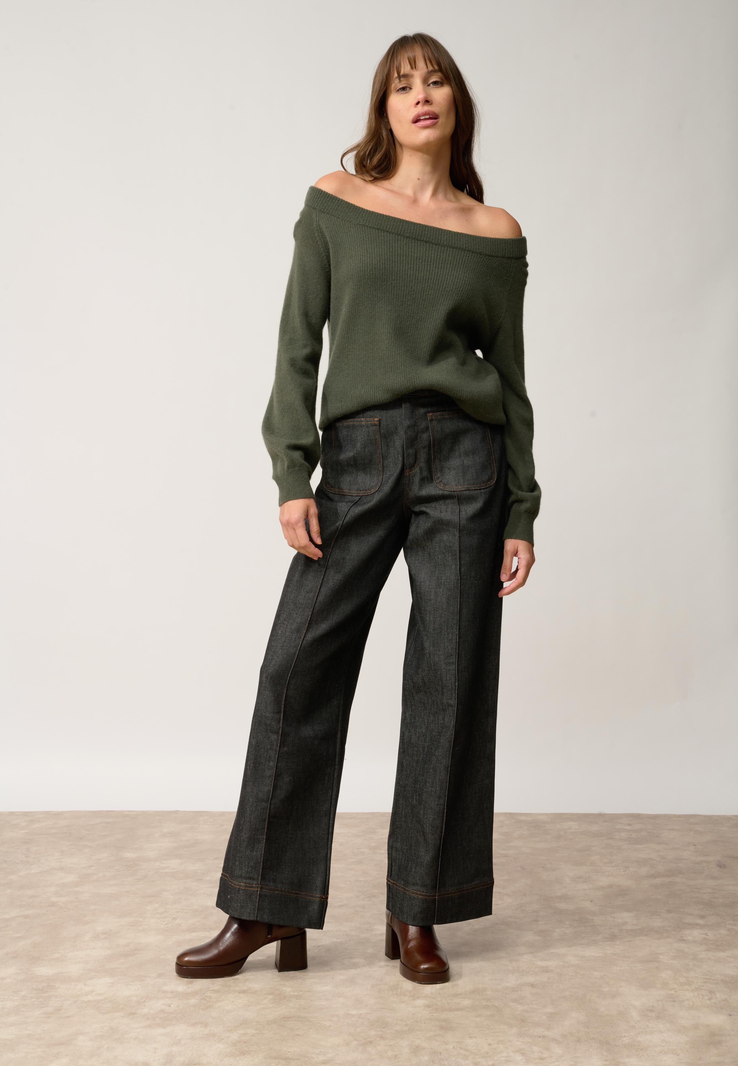 KELLY pull col bateau kaki