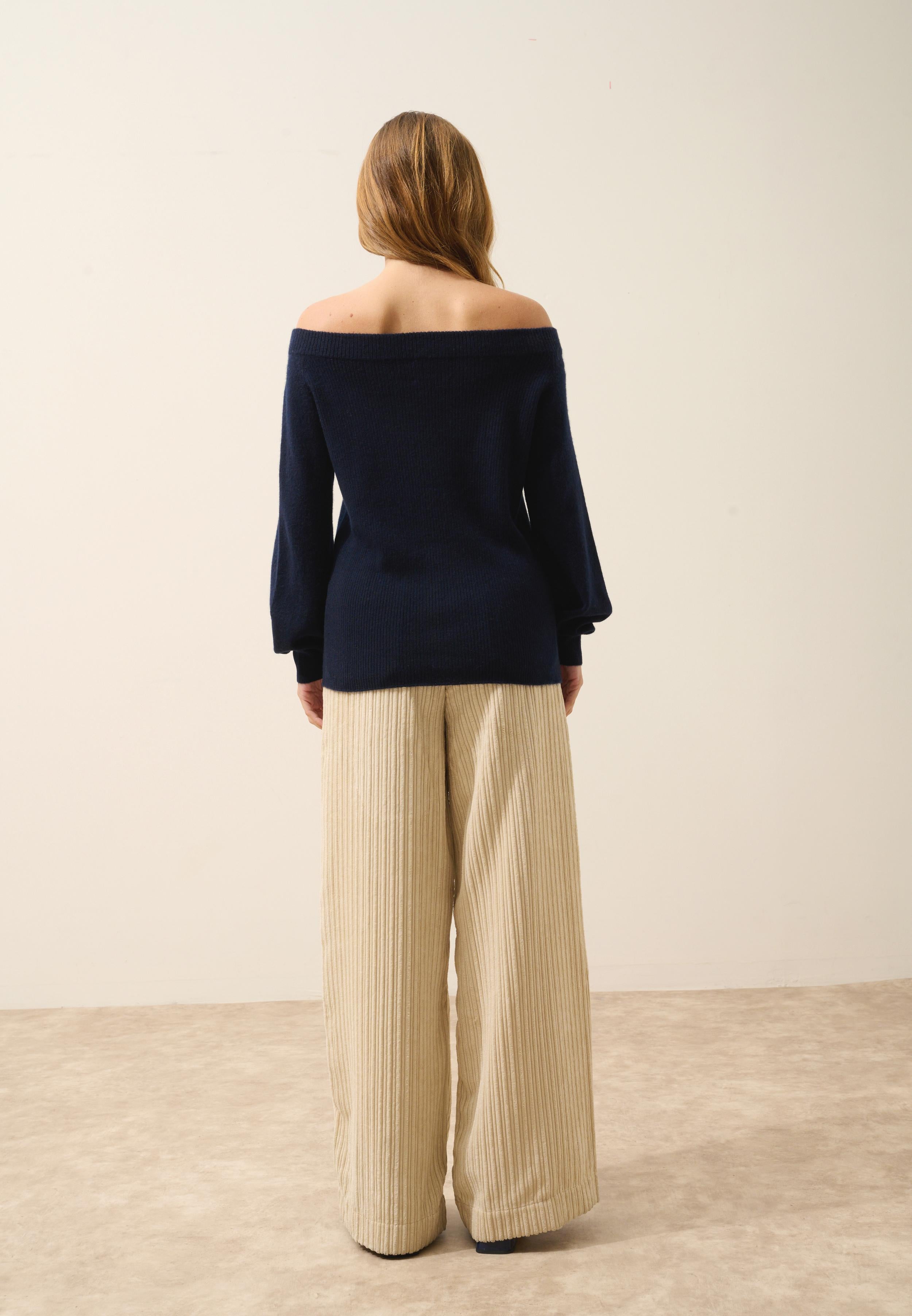 KELLY navy boat-neck sweater
