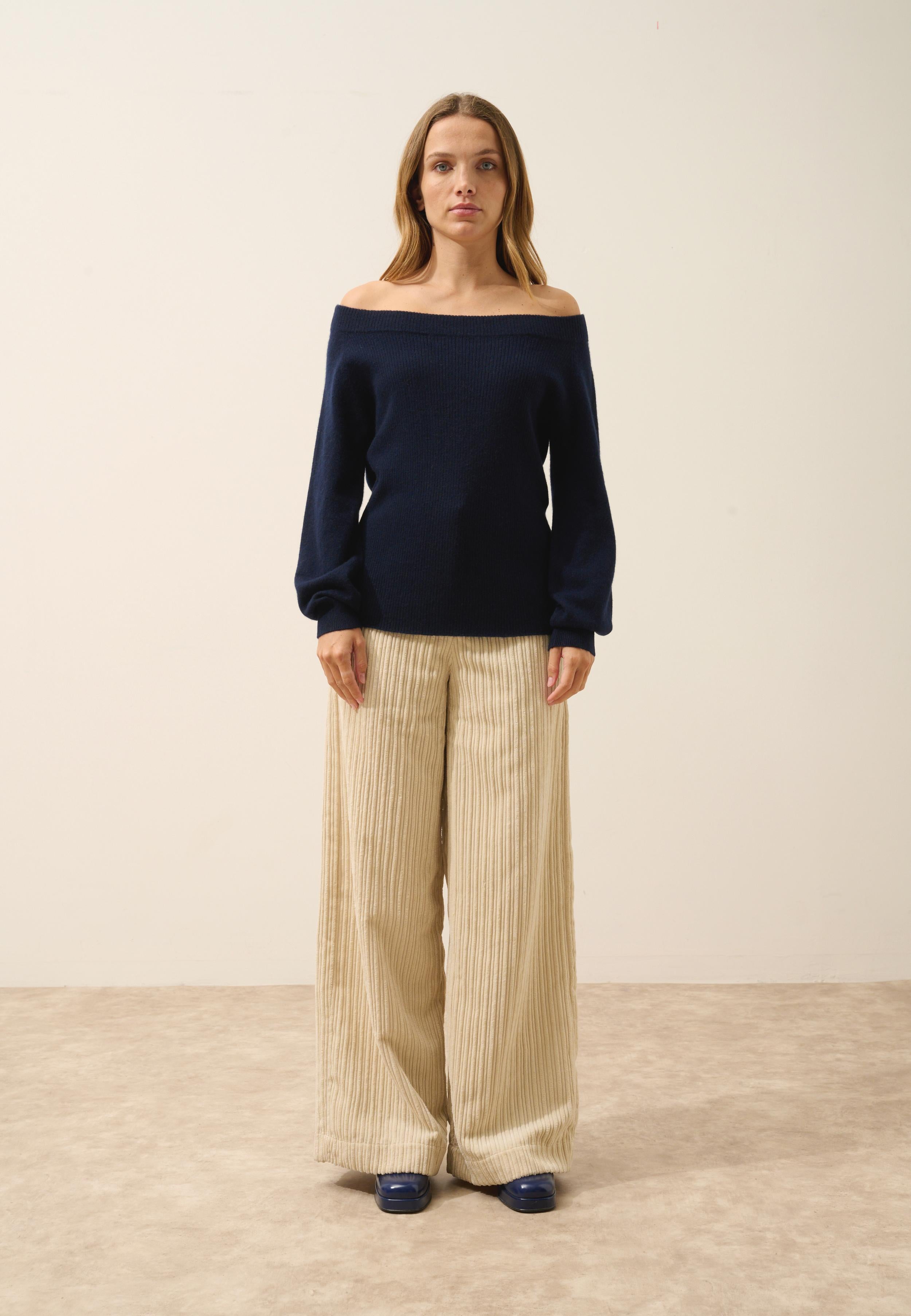 KELLY navy boat-neck sweater