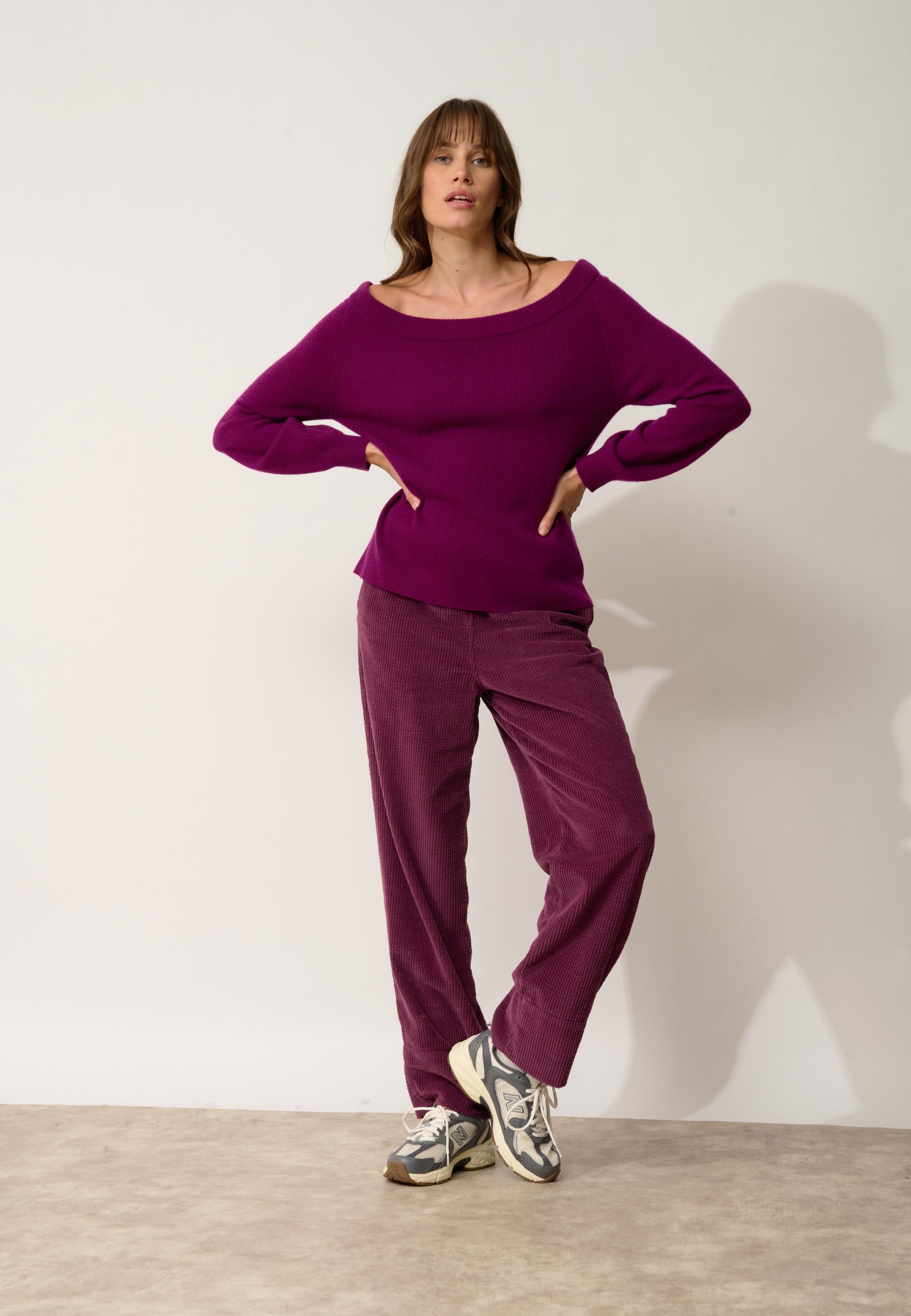 KELLY pull col bateau prune