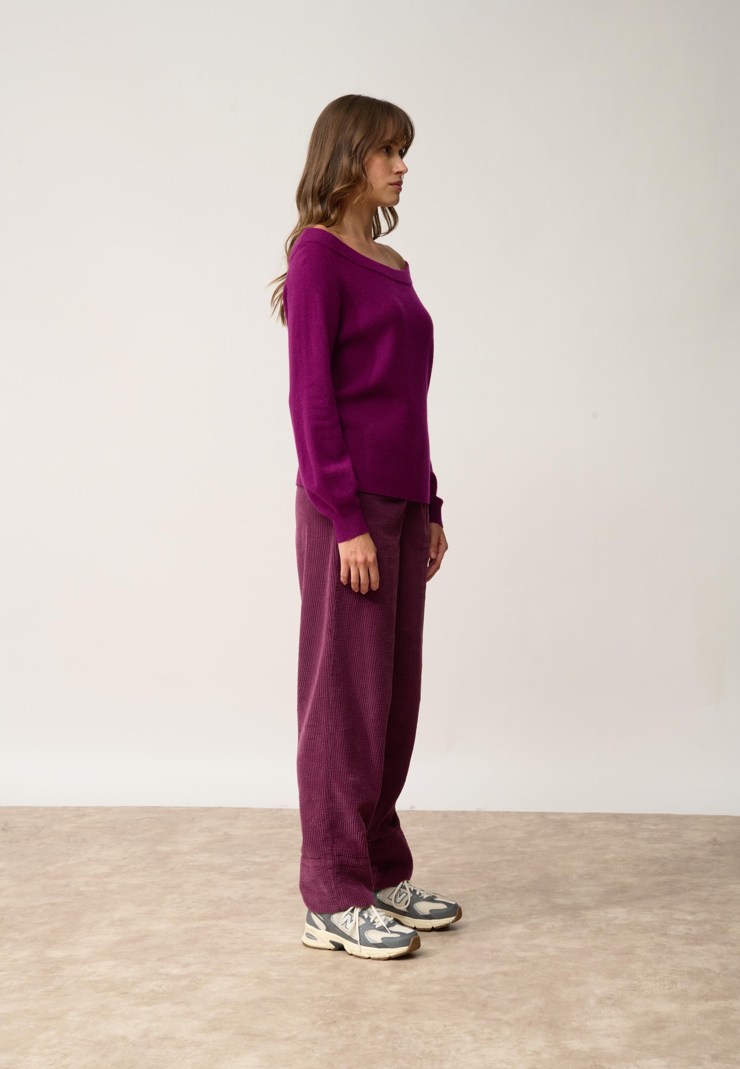 KELLY pull col bateau prune