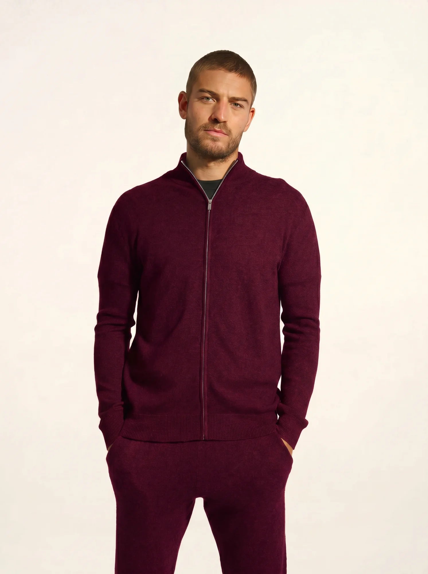 ALAN Gilet Zippé Col Montant Mûre