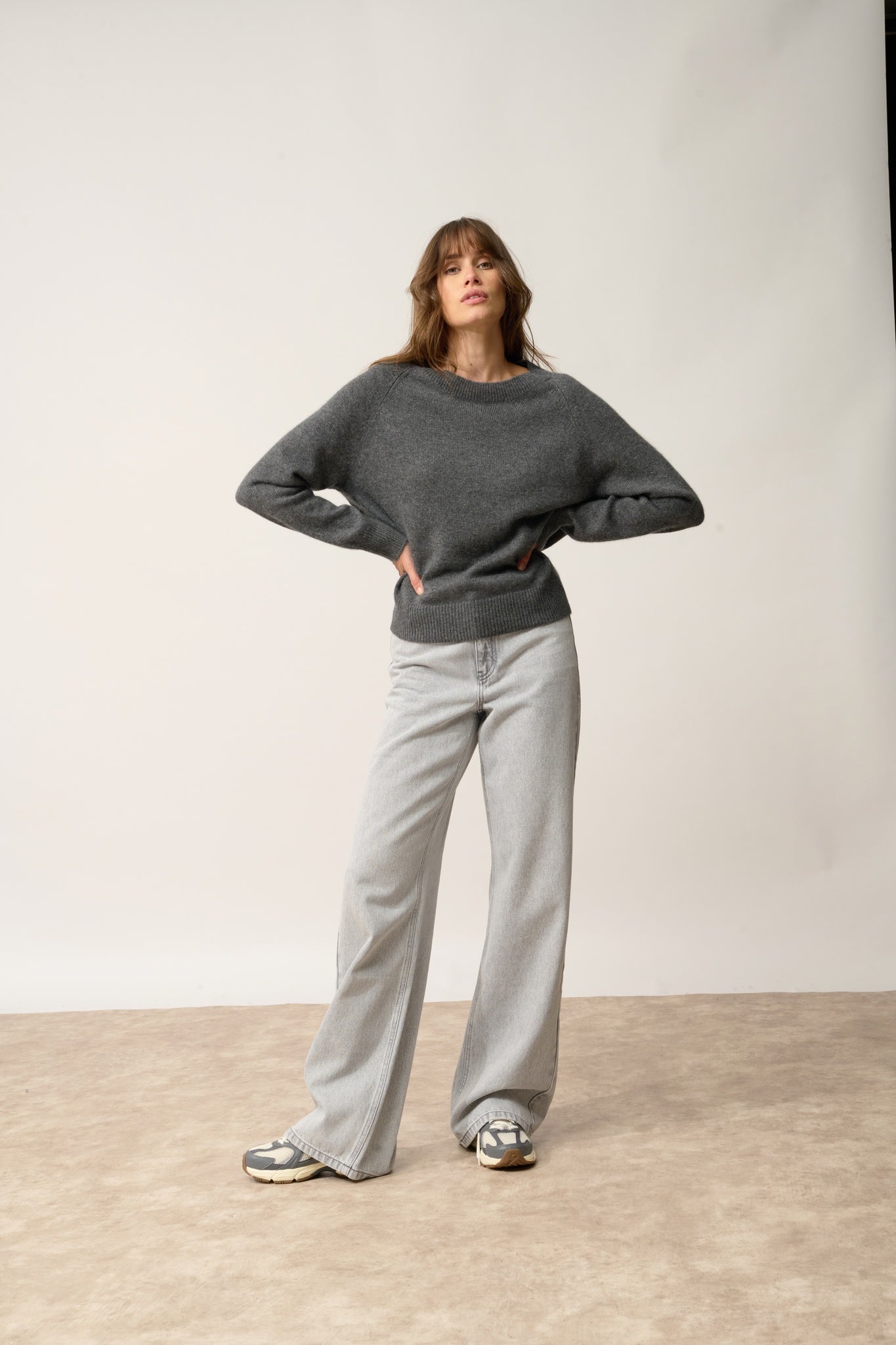 KONA pull col rond anthracite chiné