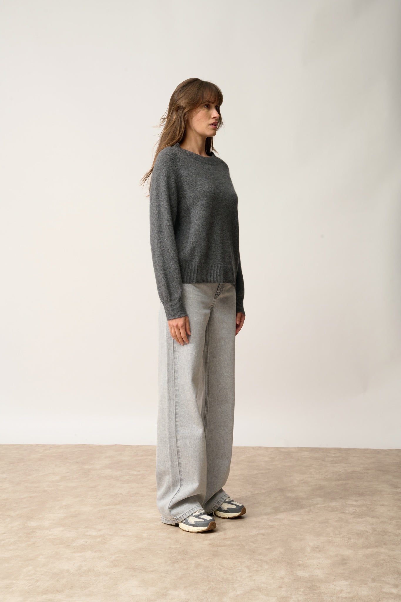 KONA pull col rond anthracite chiné