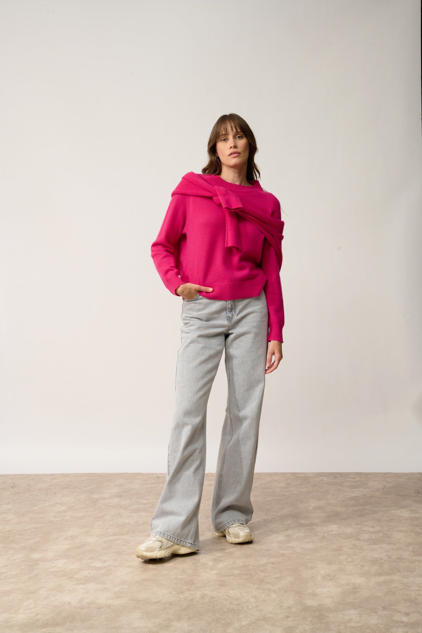 KONA pull col rond fuchsia