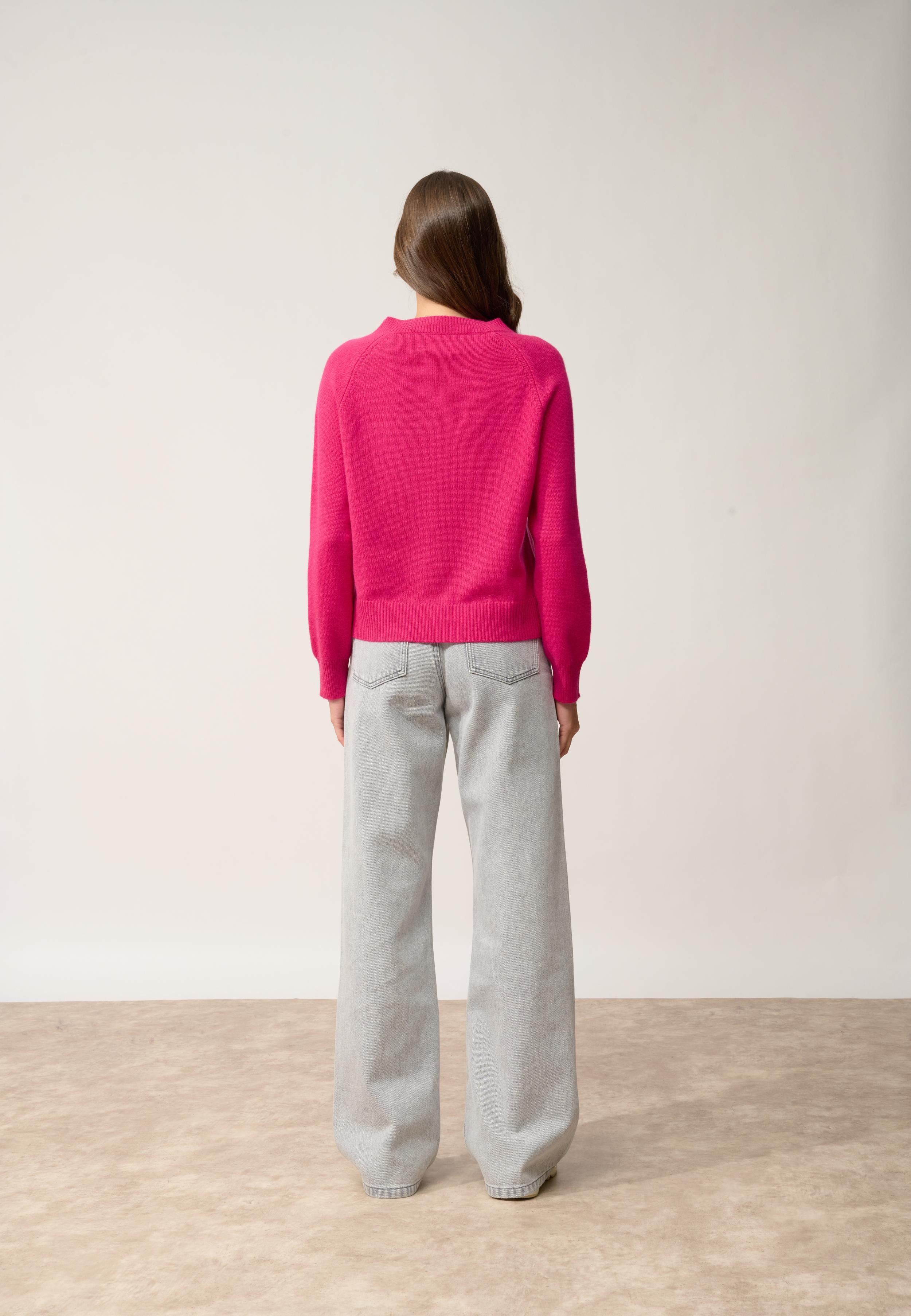 KONA pull col rond fuchsia