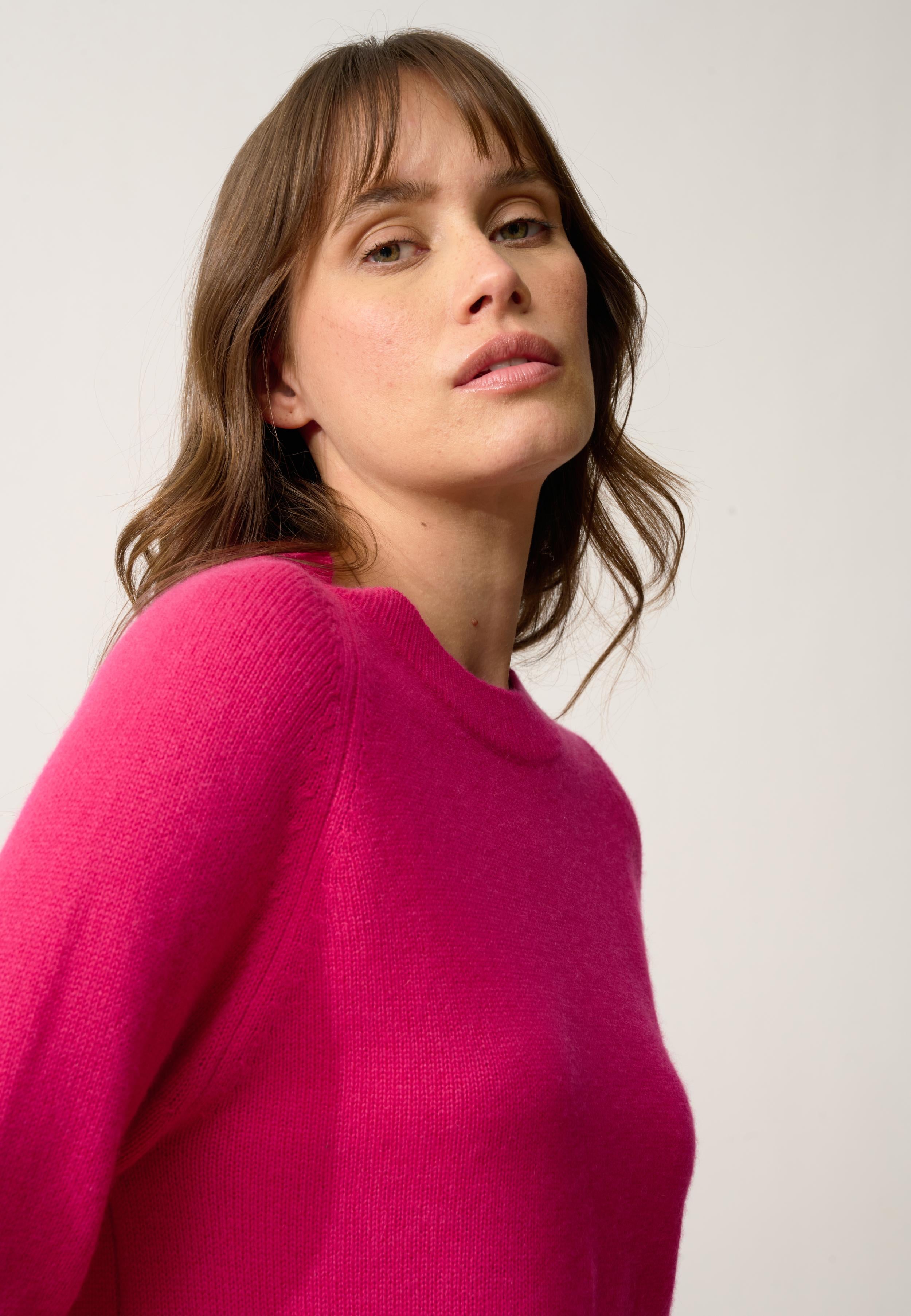 KONA pull col rond fuchsia