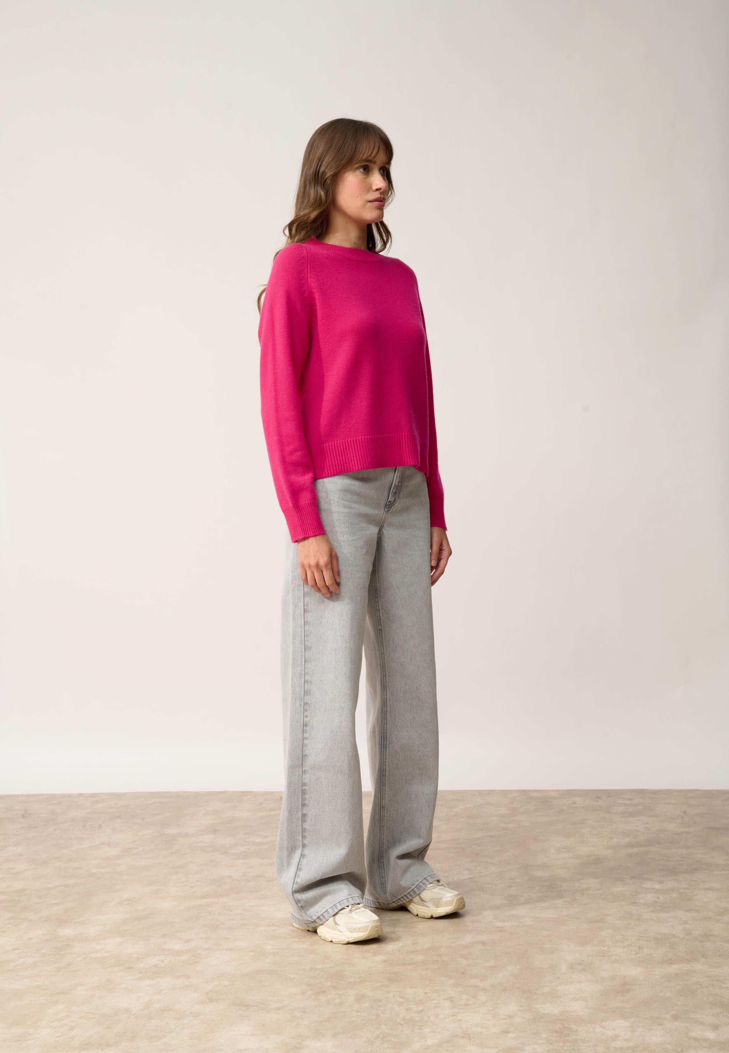 KONA pull col rond fuchsia