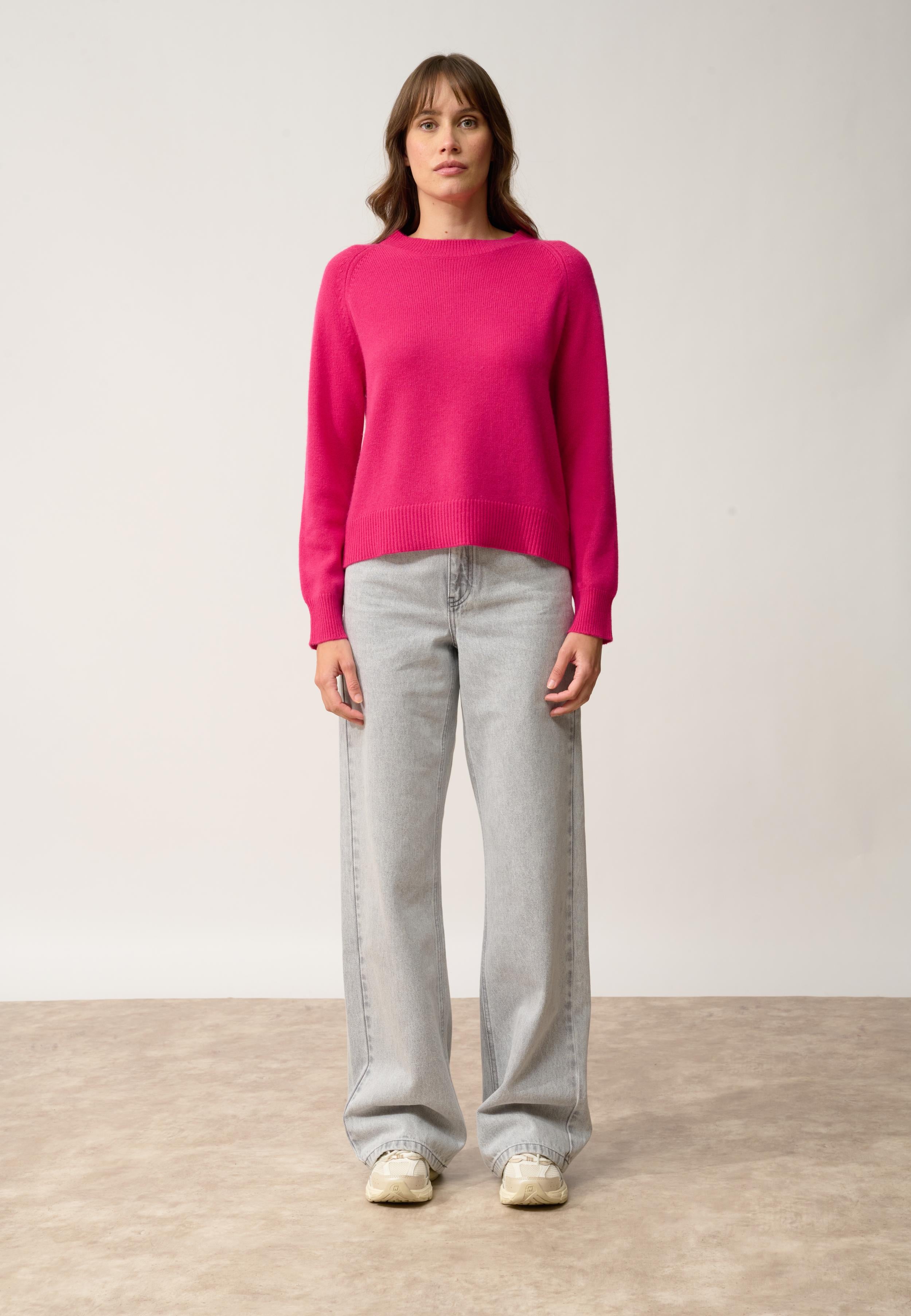 KONA pull col rond fuchsia