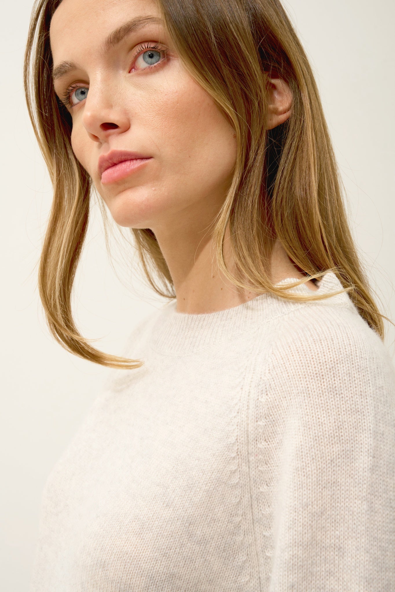 KONA pull col rond gris perle chiné