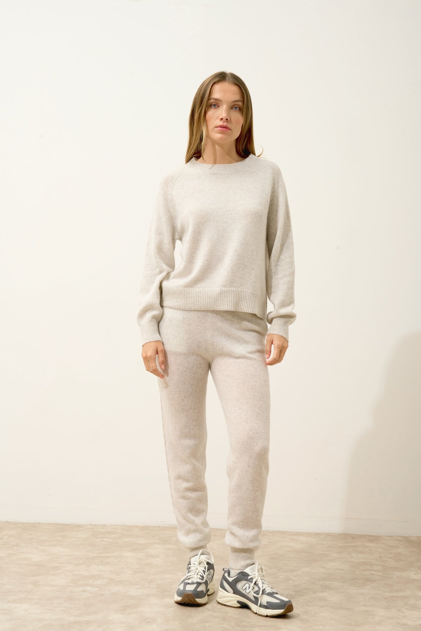 KONA pull col rond gris perle chiné