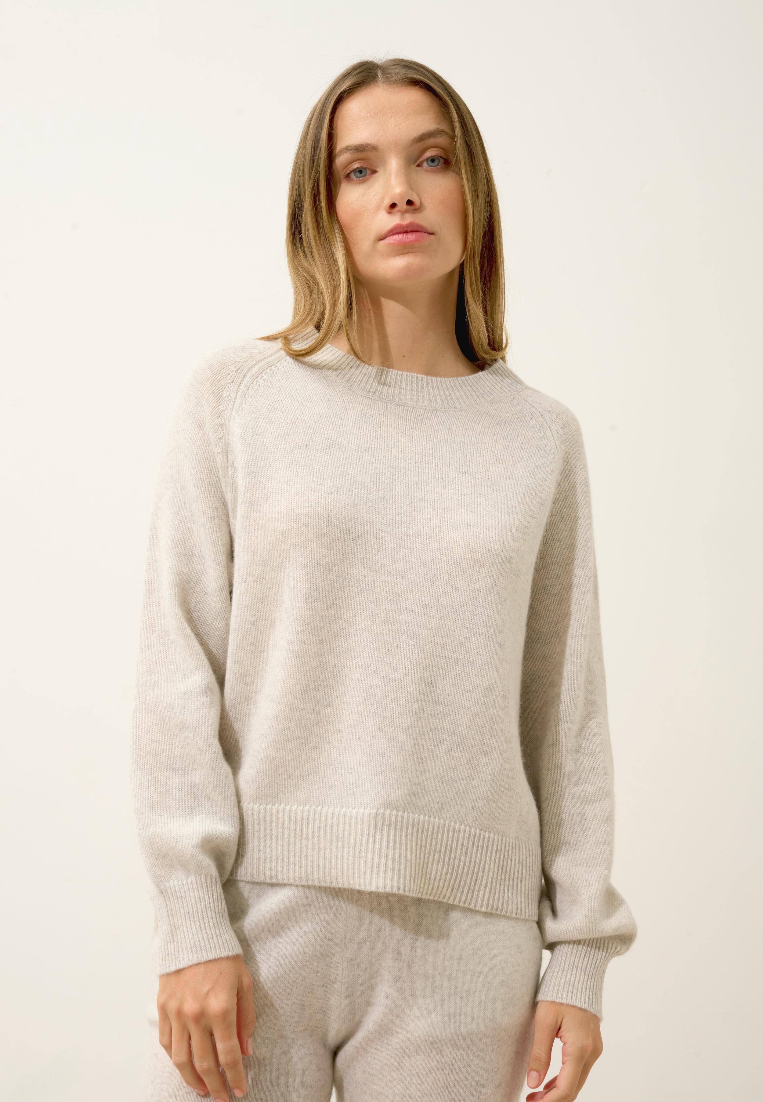 KONA pull col rond gris perle chiné