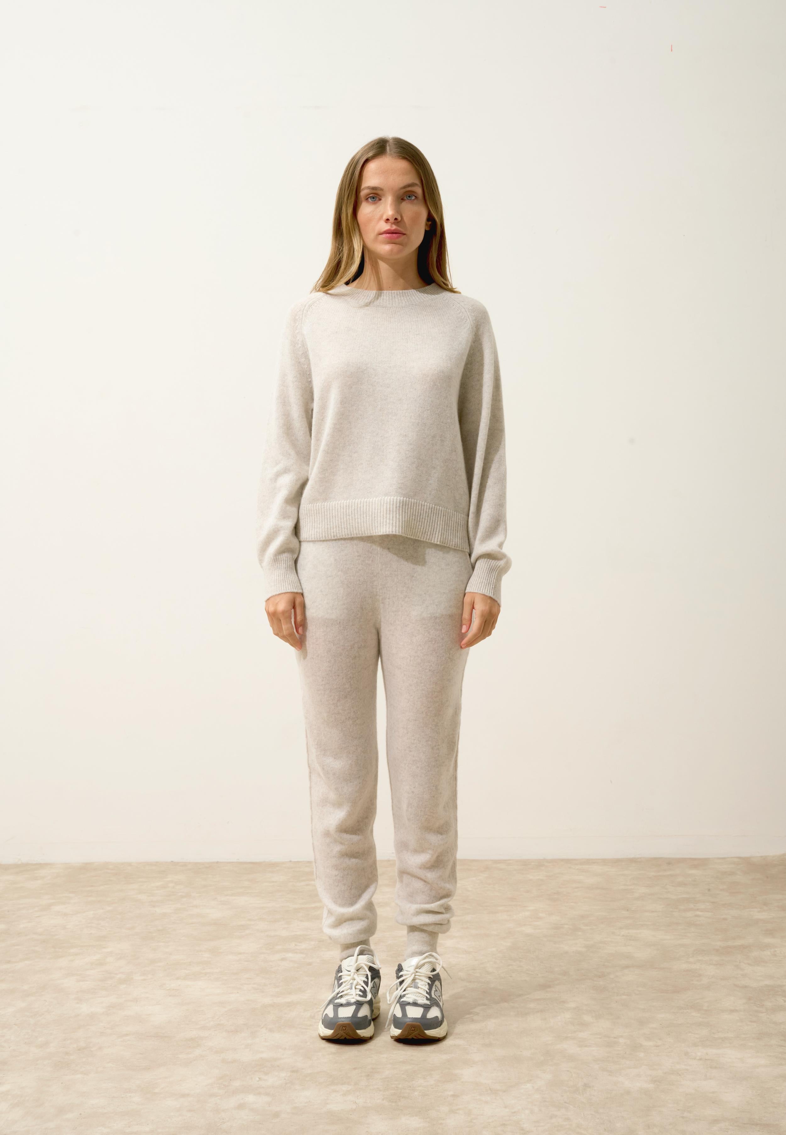 KONA pull col rond gris perle chiné