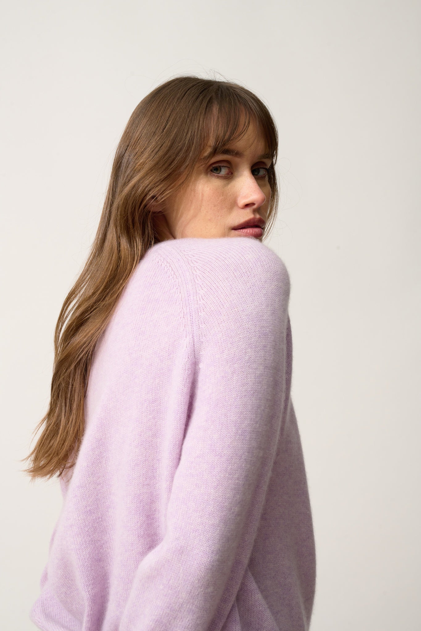 KONA pull col rond mauve chiné