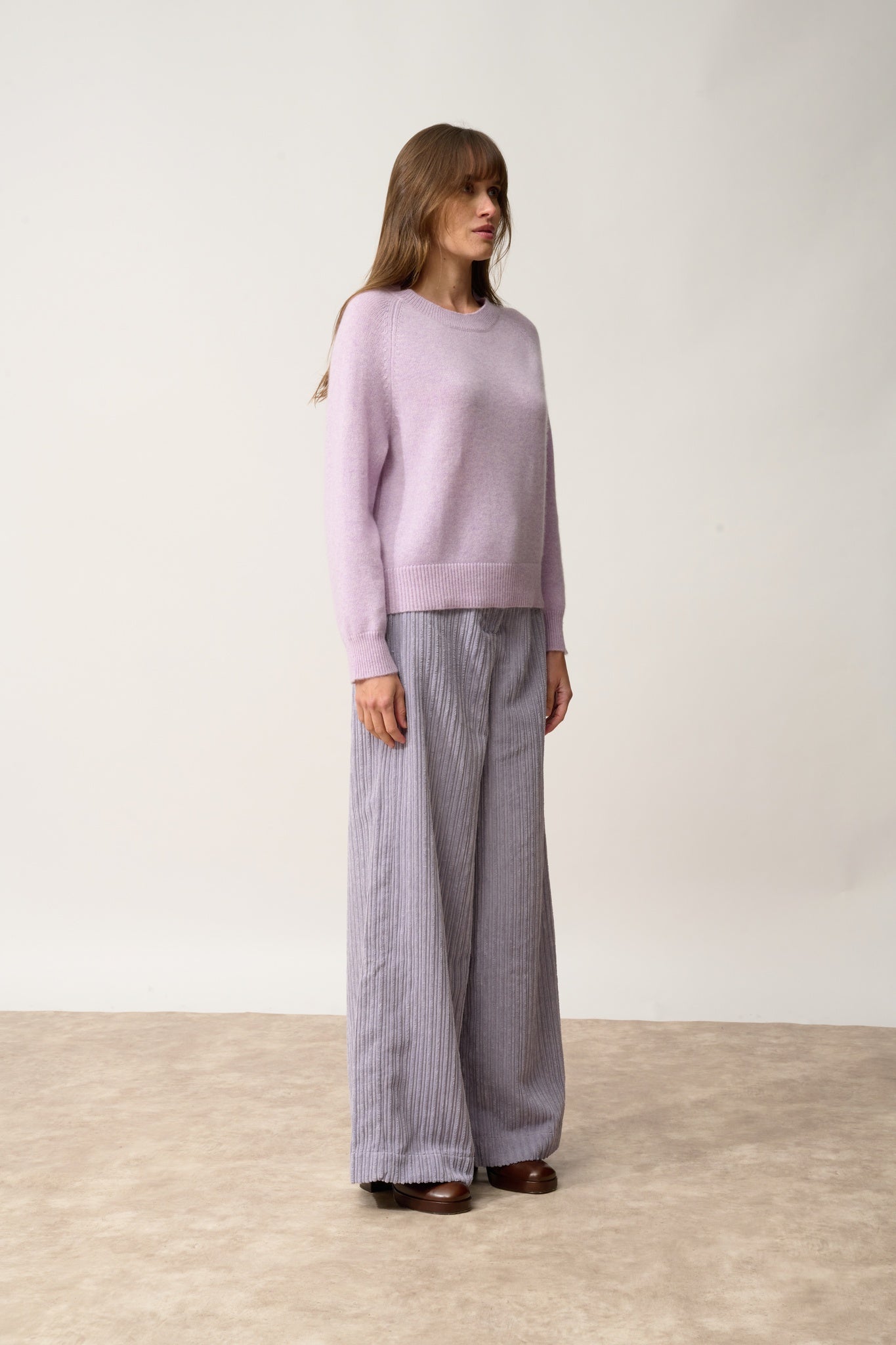 KONA pull col rond mauve chiné