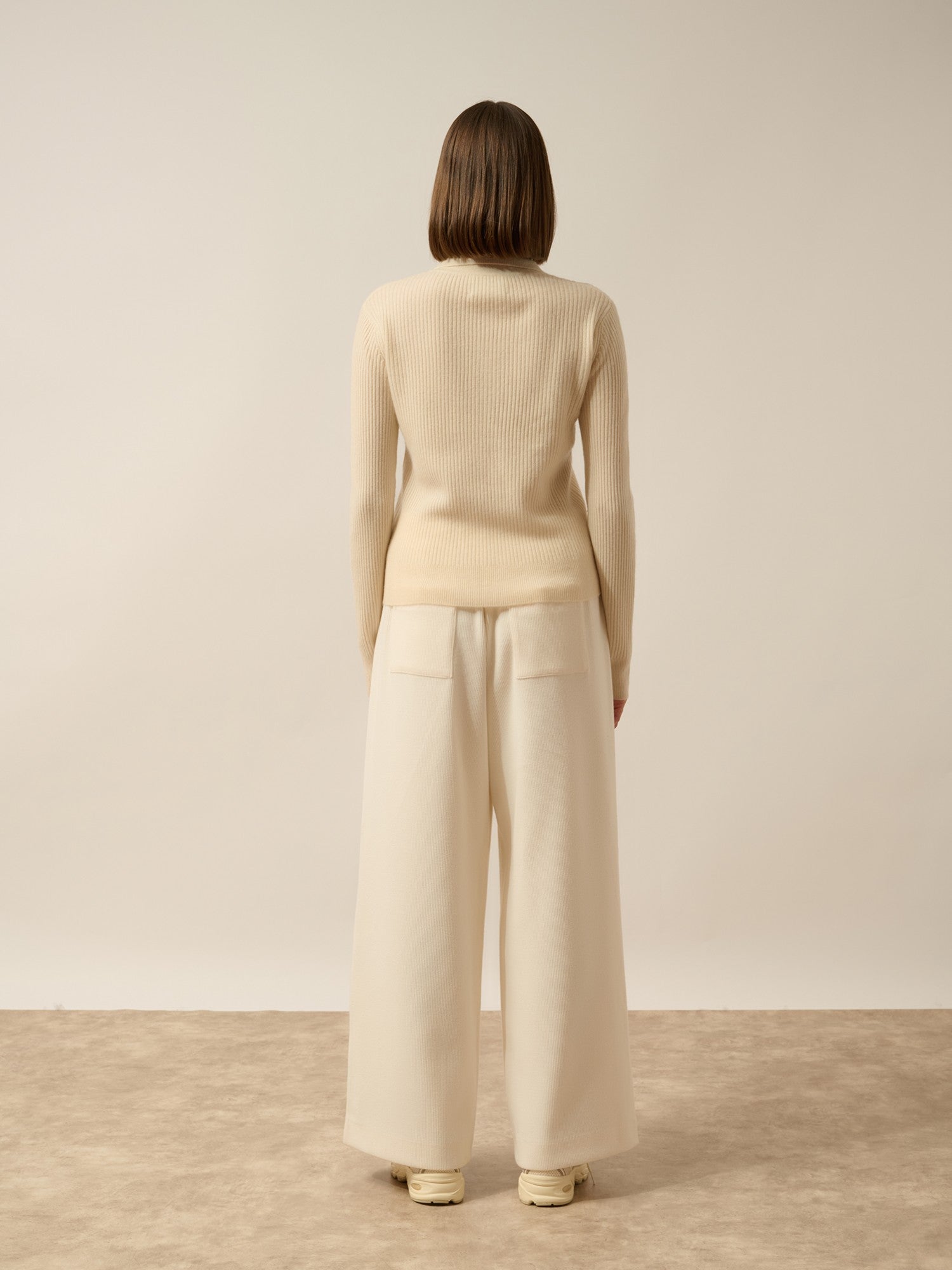 kristjan polo col zippé manches longues ivoire