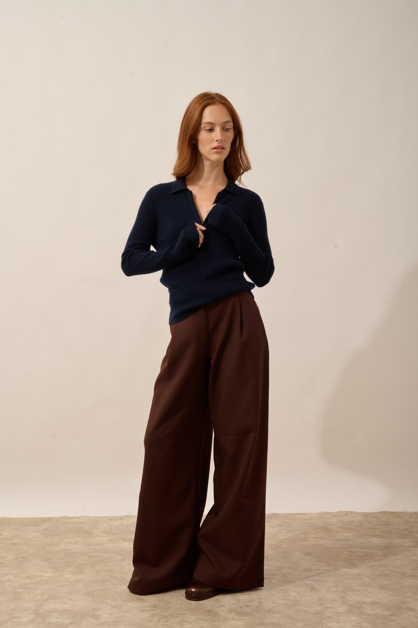 kristjan polo col zippé manches longues navy