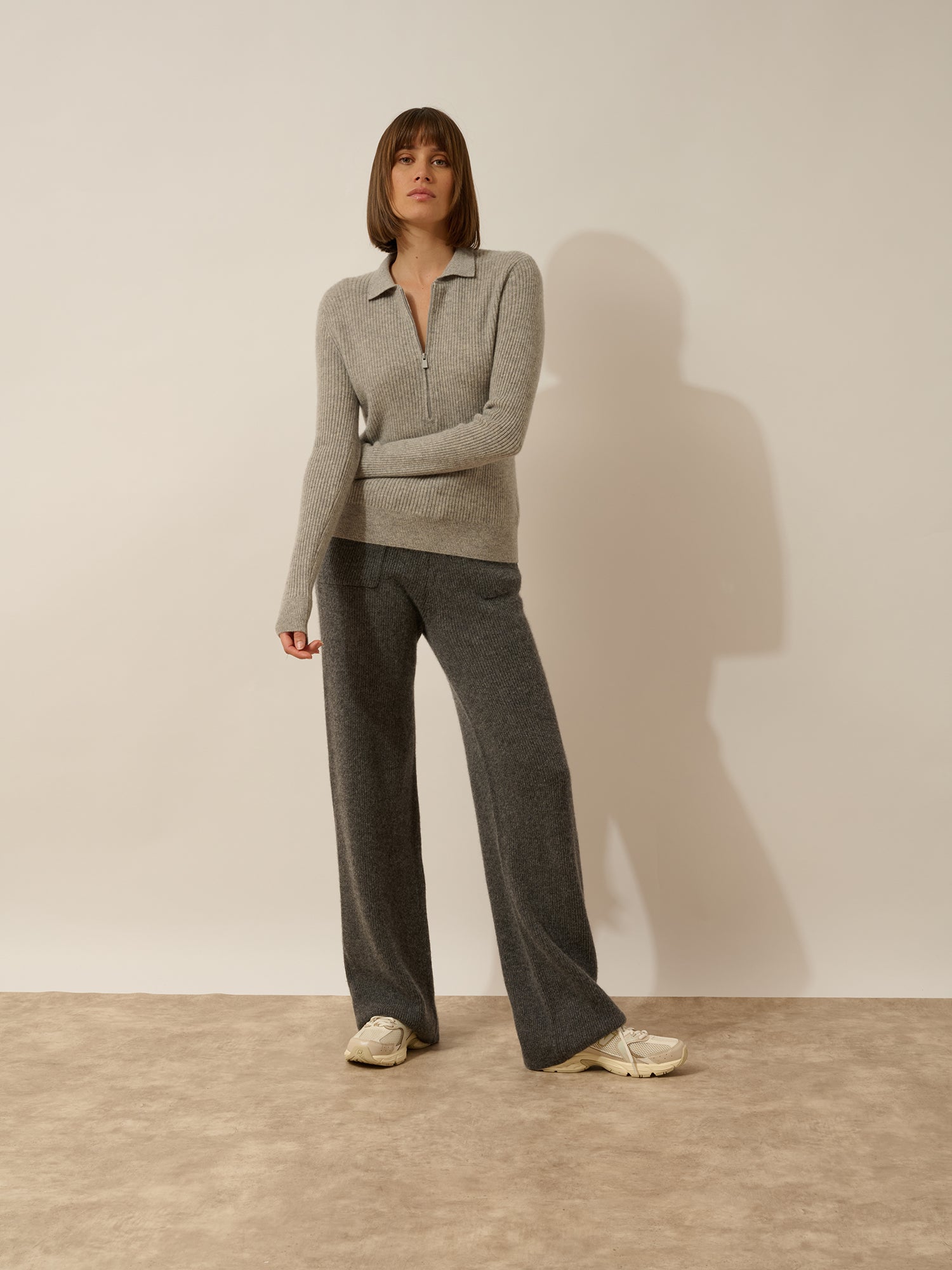 KRISTJAN polo col zippé nuage chiné