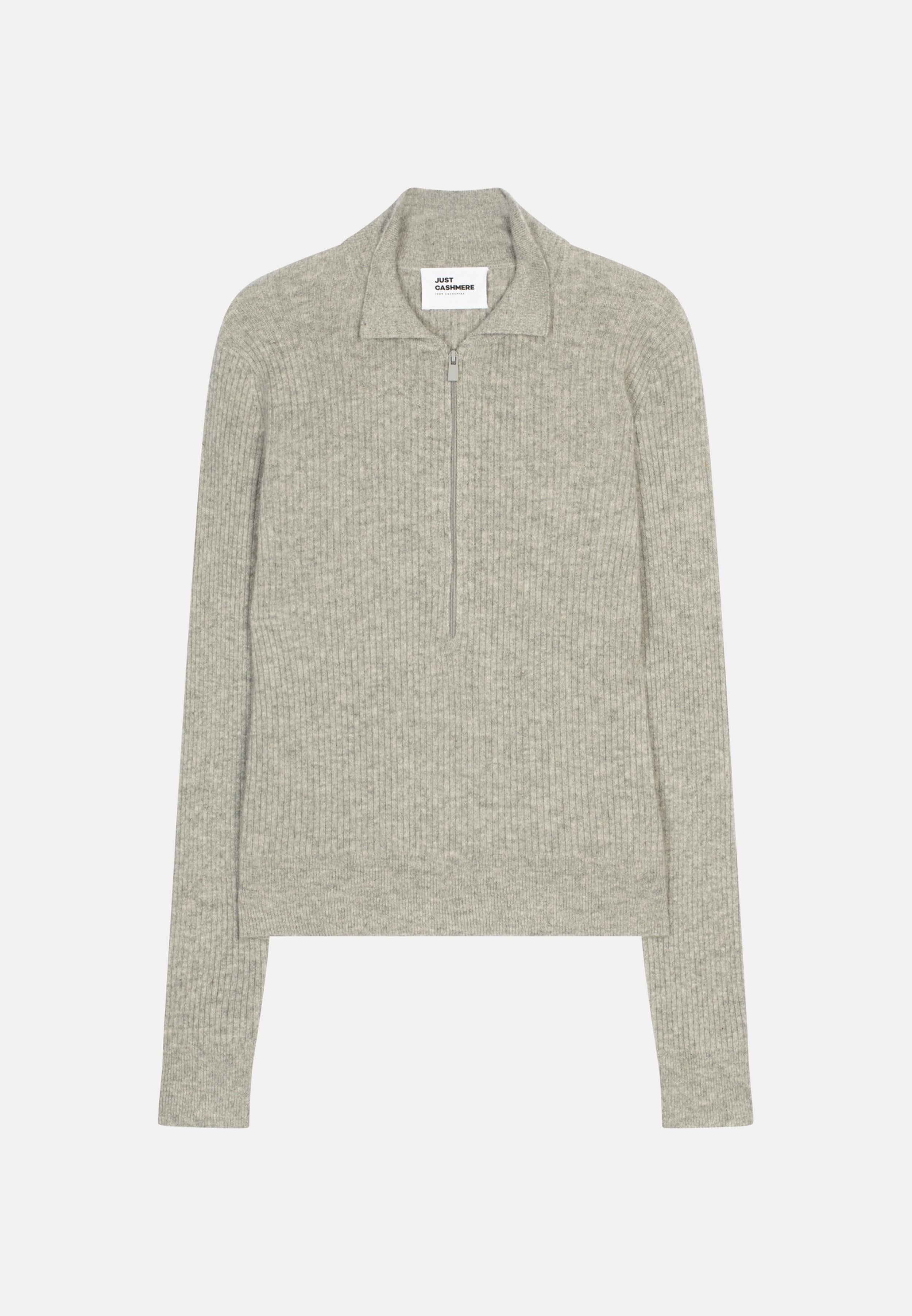 KRISTJAN polo col zippé nuage chiné