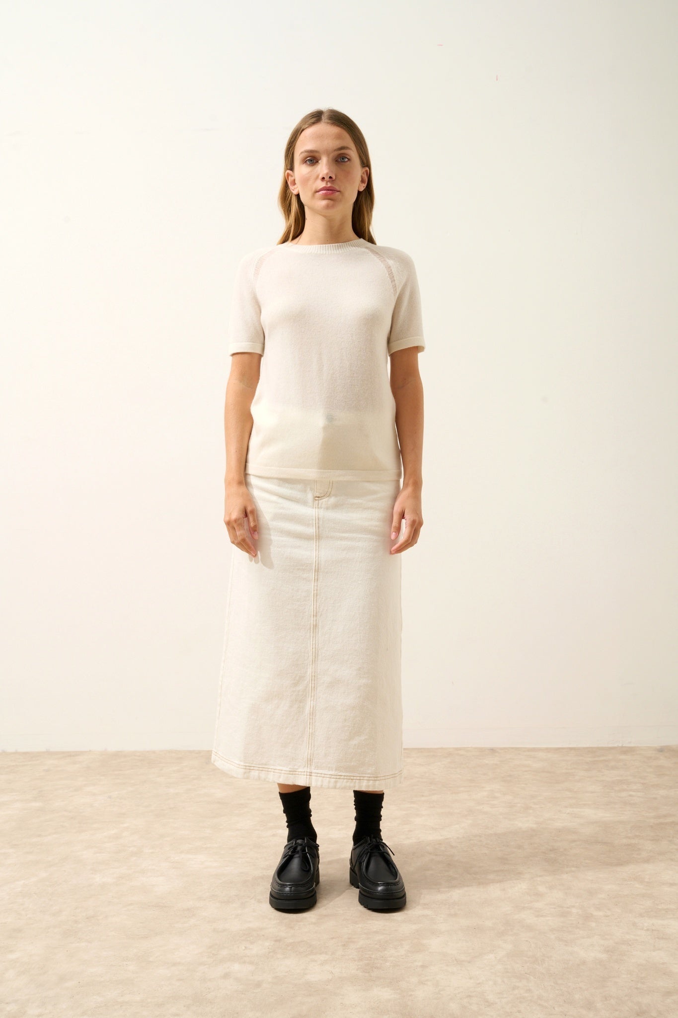 LAÏSA ivory round neck T-shirt