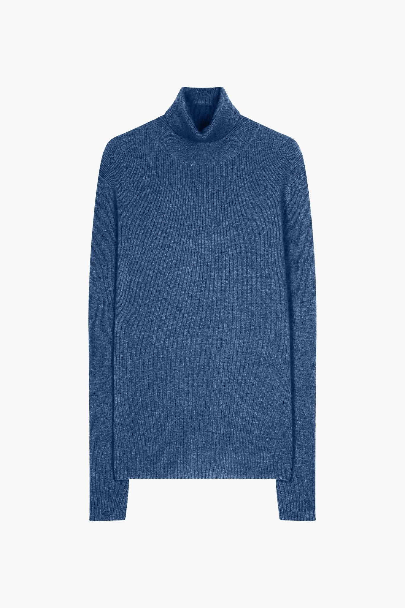LANAIS pull col roulé bleu denim