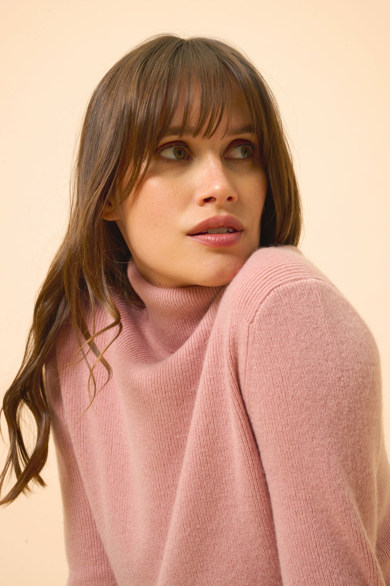 LANAIS pull col roulé bois de rose