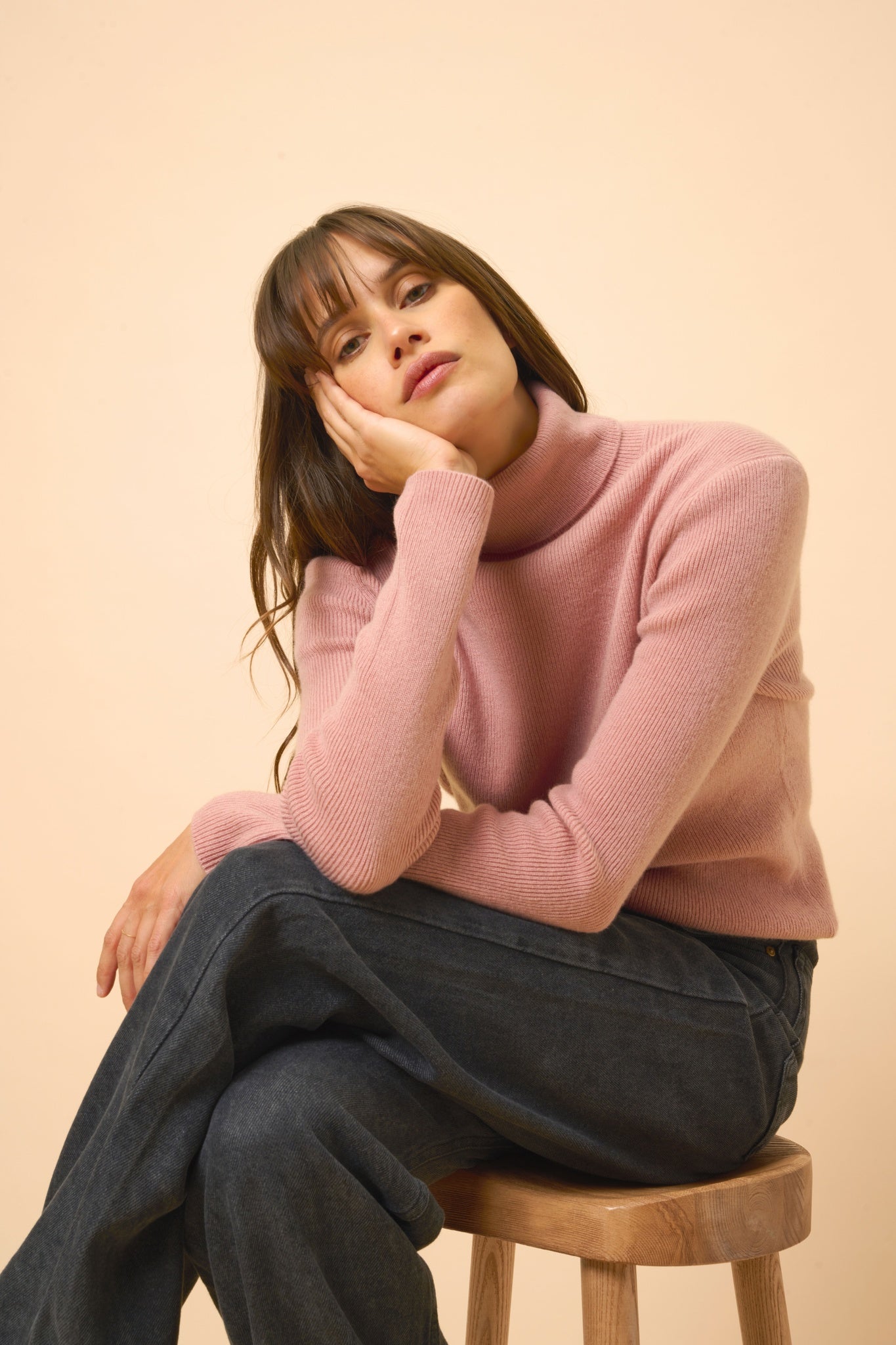 LANAIS pull col roulé bois de rose