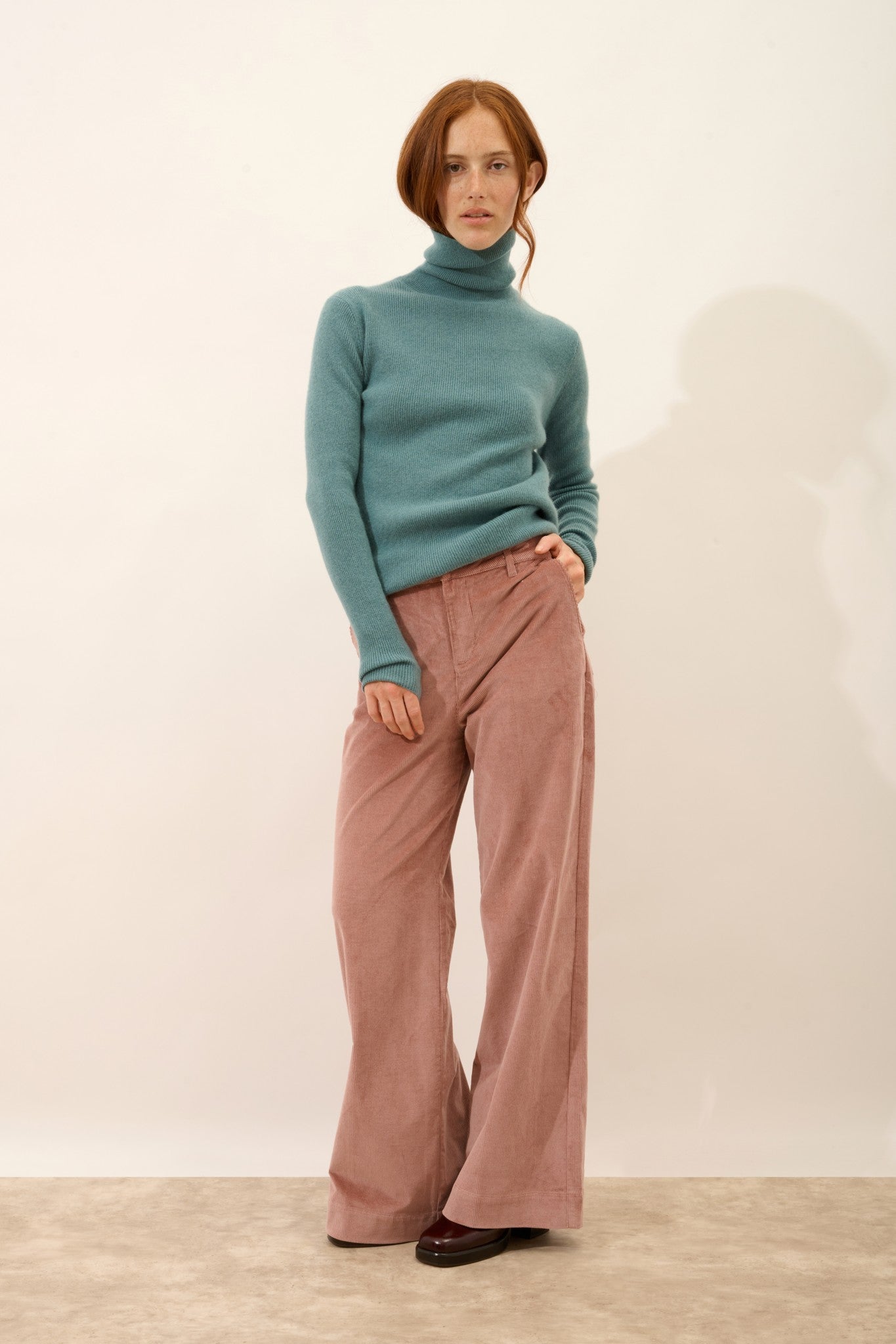 lanais pull col roulé eucalyptus 100% cachemire