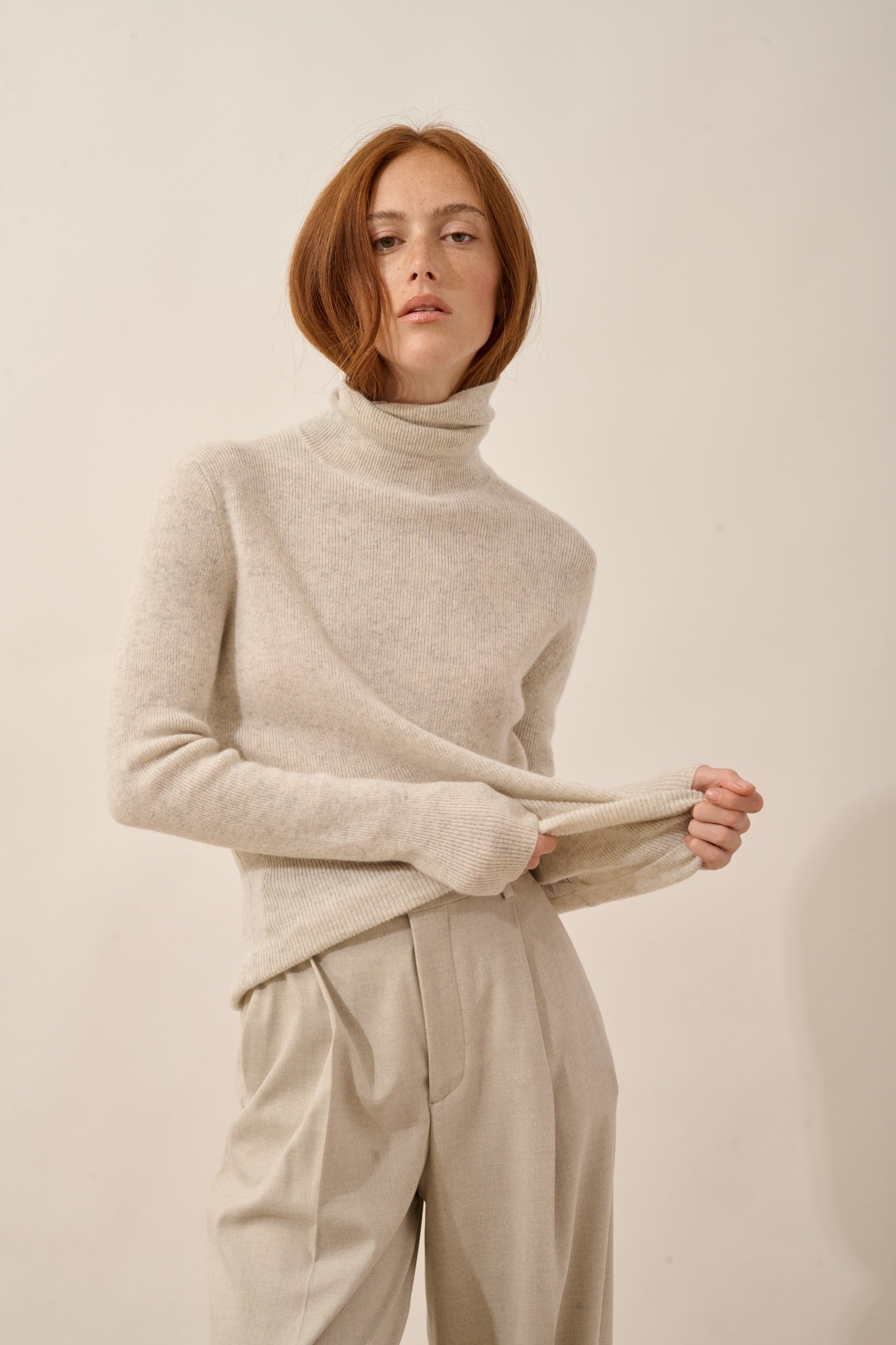 LANAIS pearl gray heathered turtleneck sweater