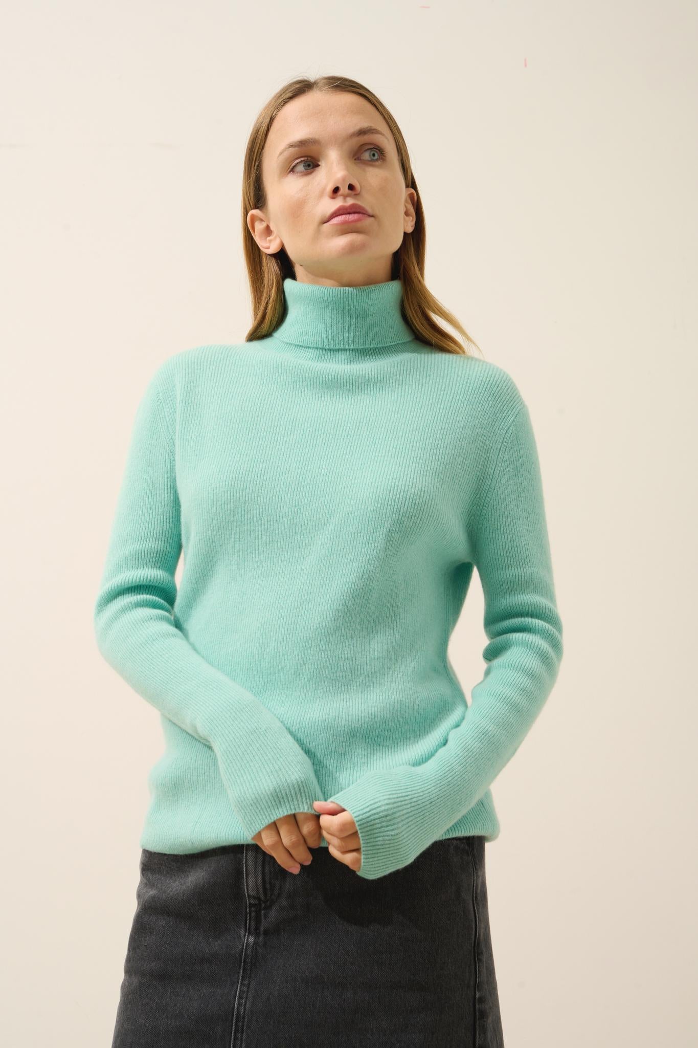 LANAIS pull col roulé jade