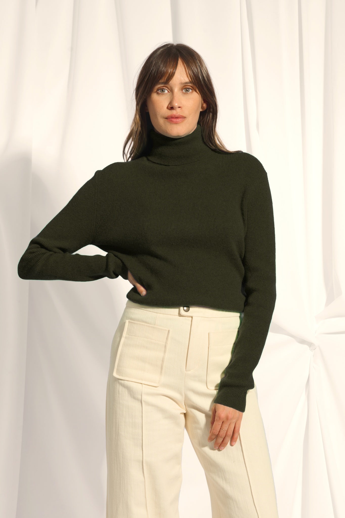 LANAIS pull col roulé kaki