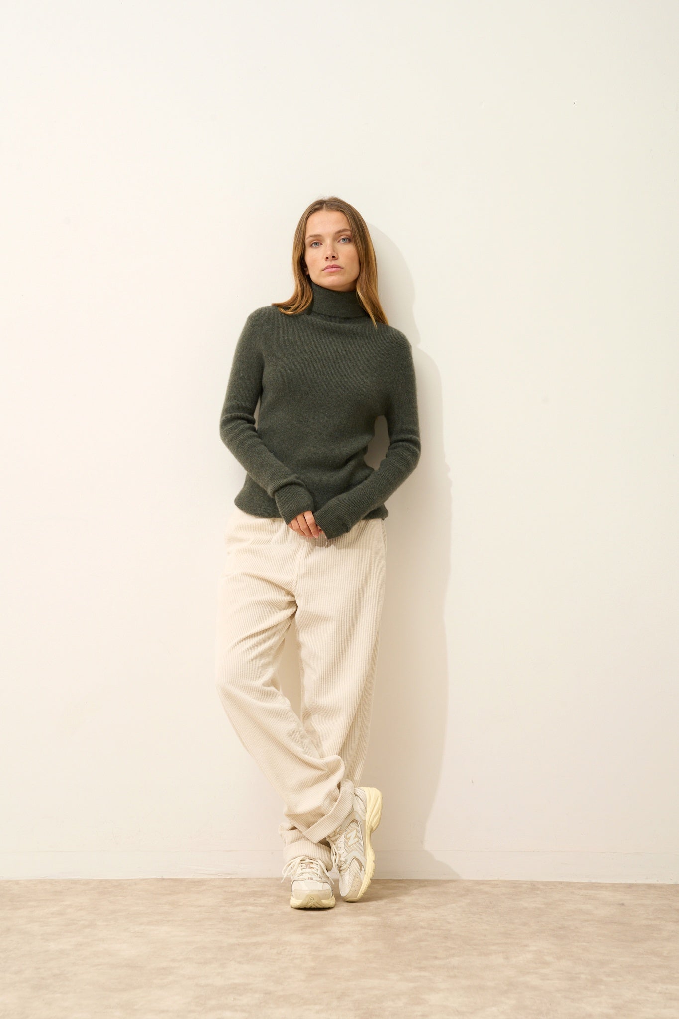 LANAIS khaki mottled turtleneck sweater