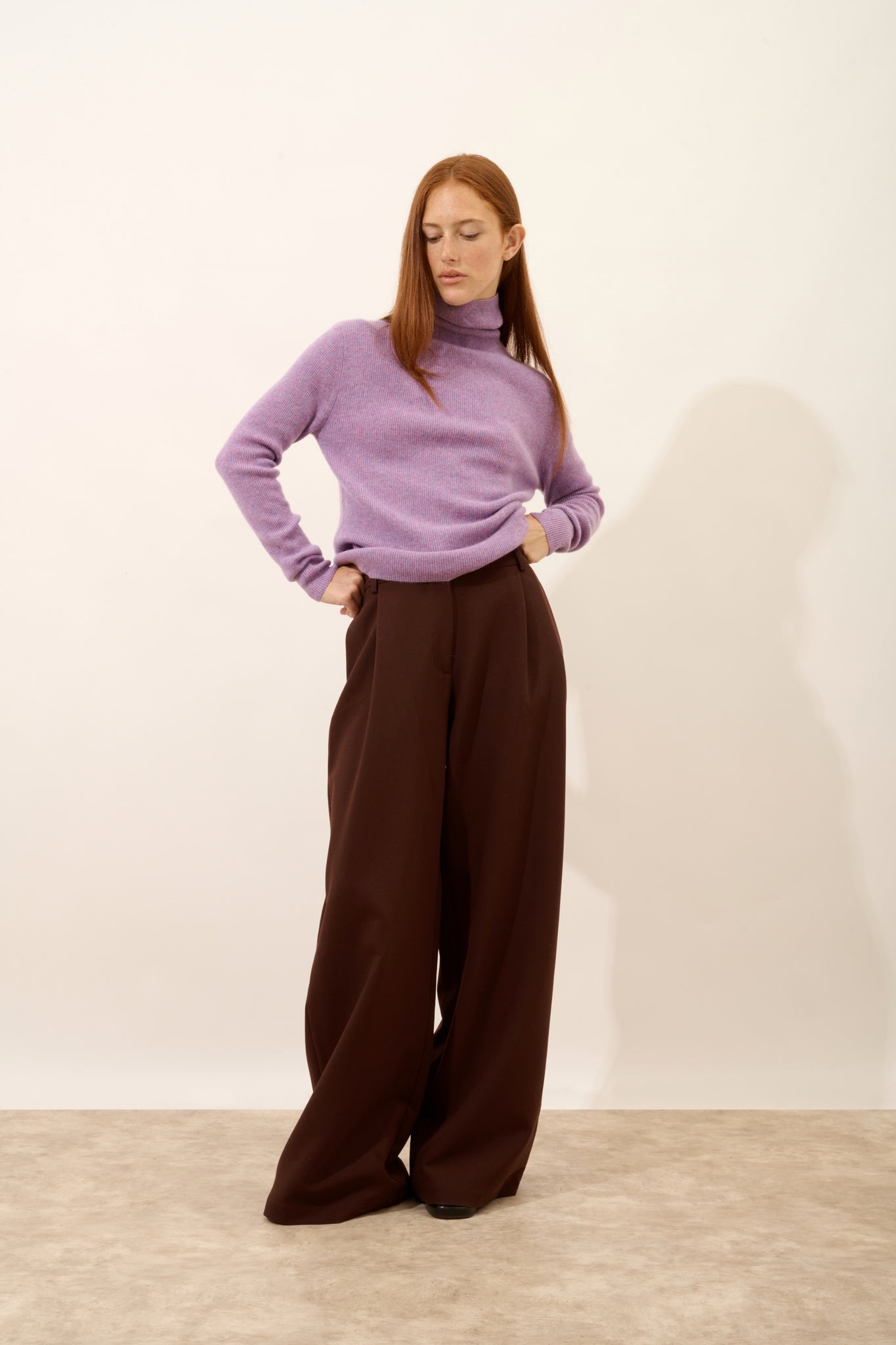 LANAIS pull col roulé lilas chiné