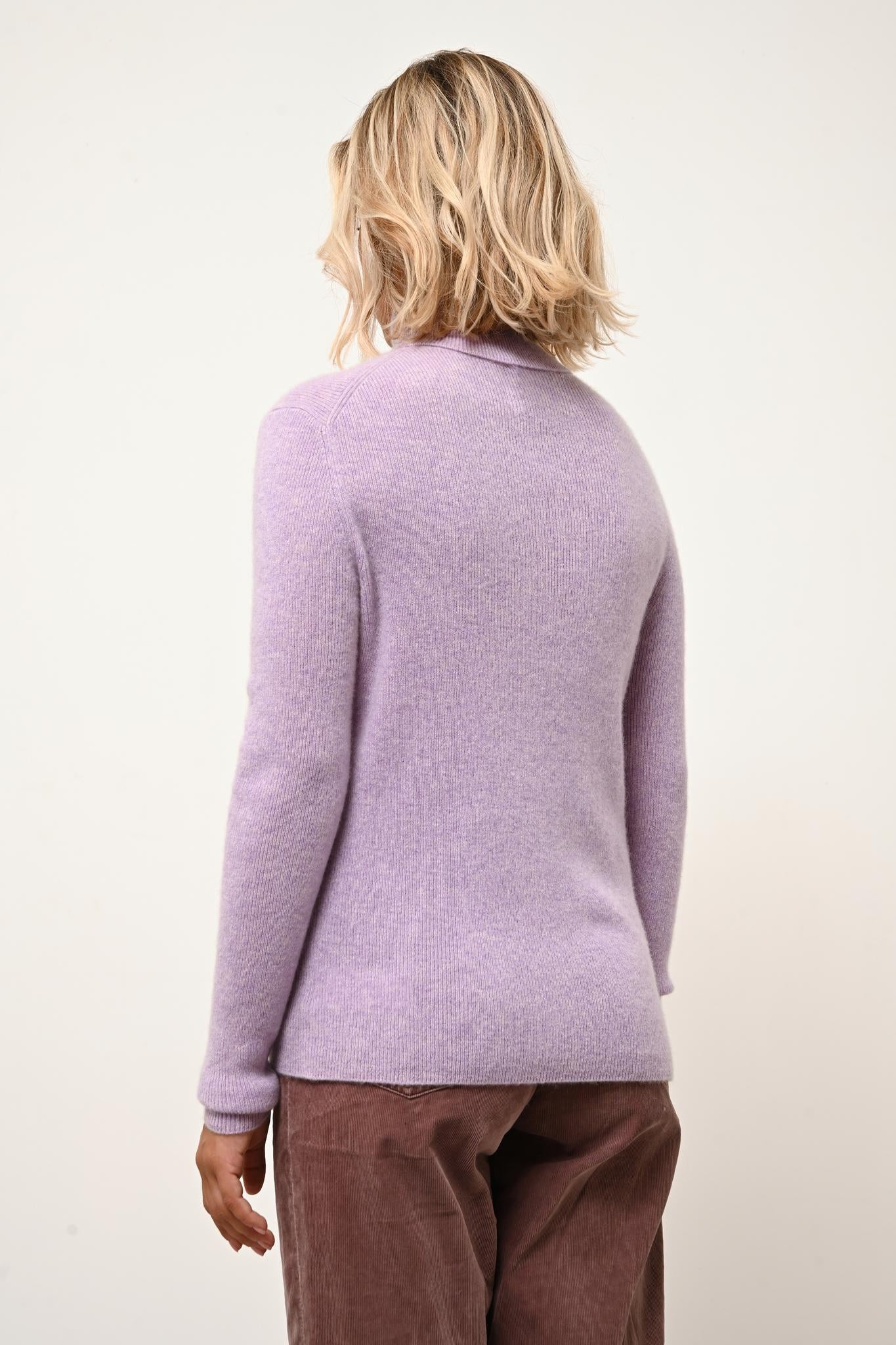 LANAIS pull col roulé mauve chiné