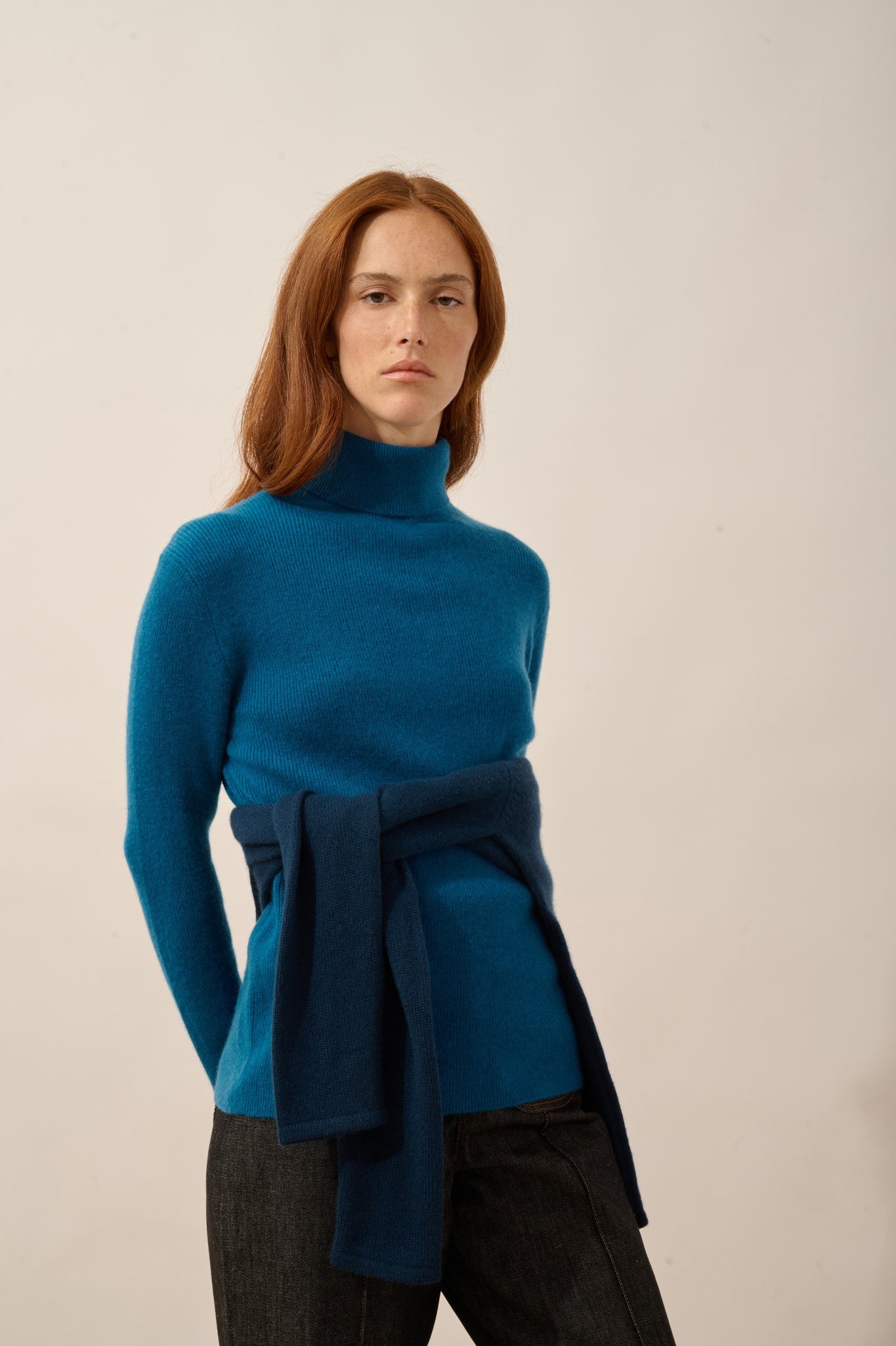 LANAIS pull col roulé paon