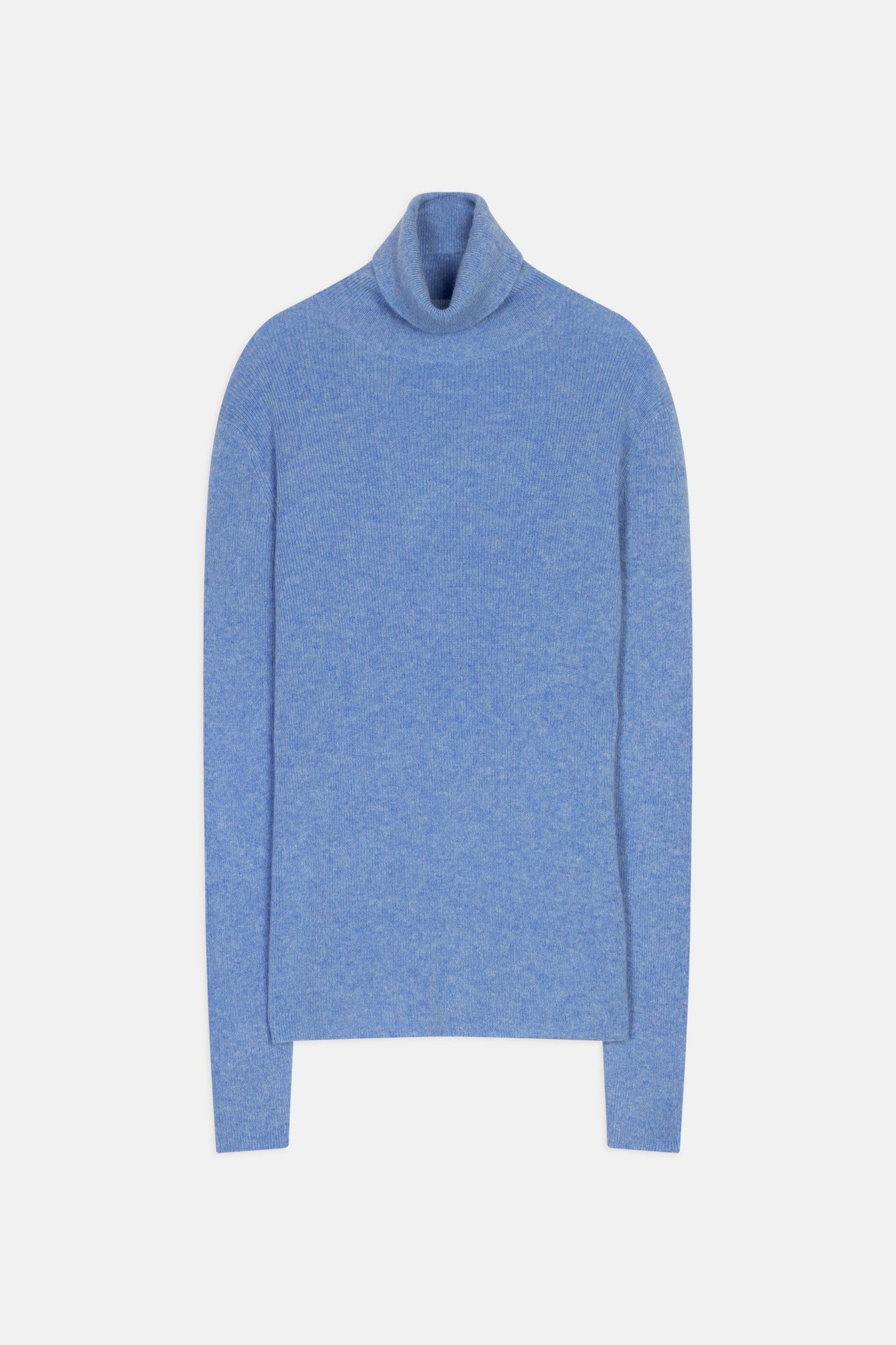 Sky-colored woolen turtleneck sweater
