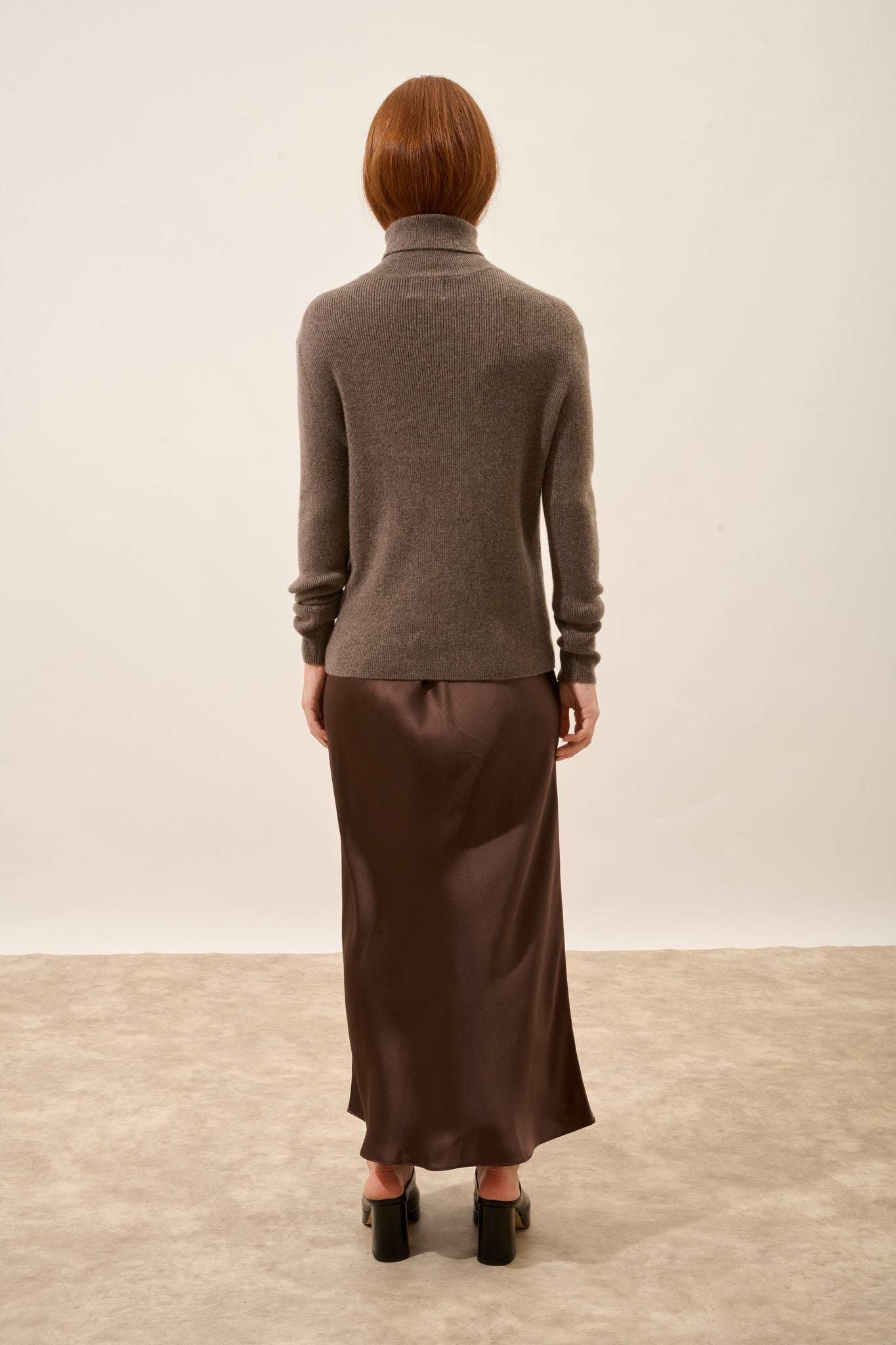 LANAIS pull col roulé taupe chiné