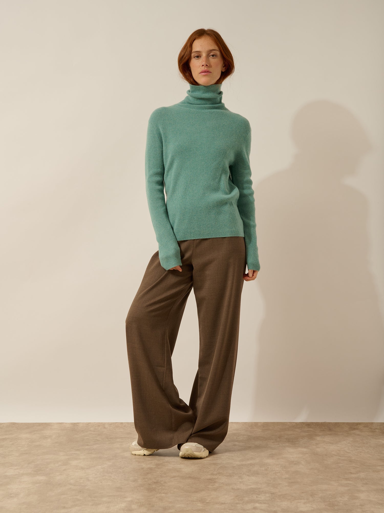 LANAIS pull col roulé vert chiné