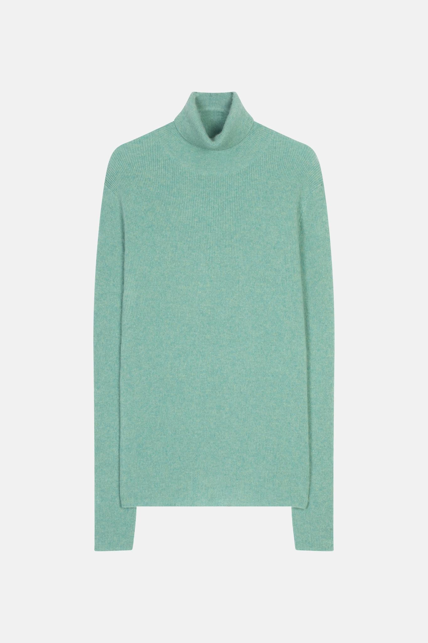LANAIS pull col roulé vert chiné