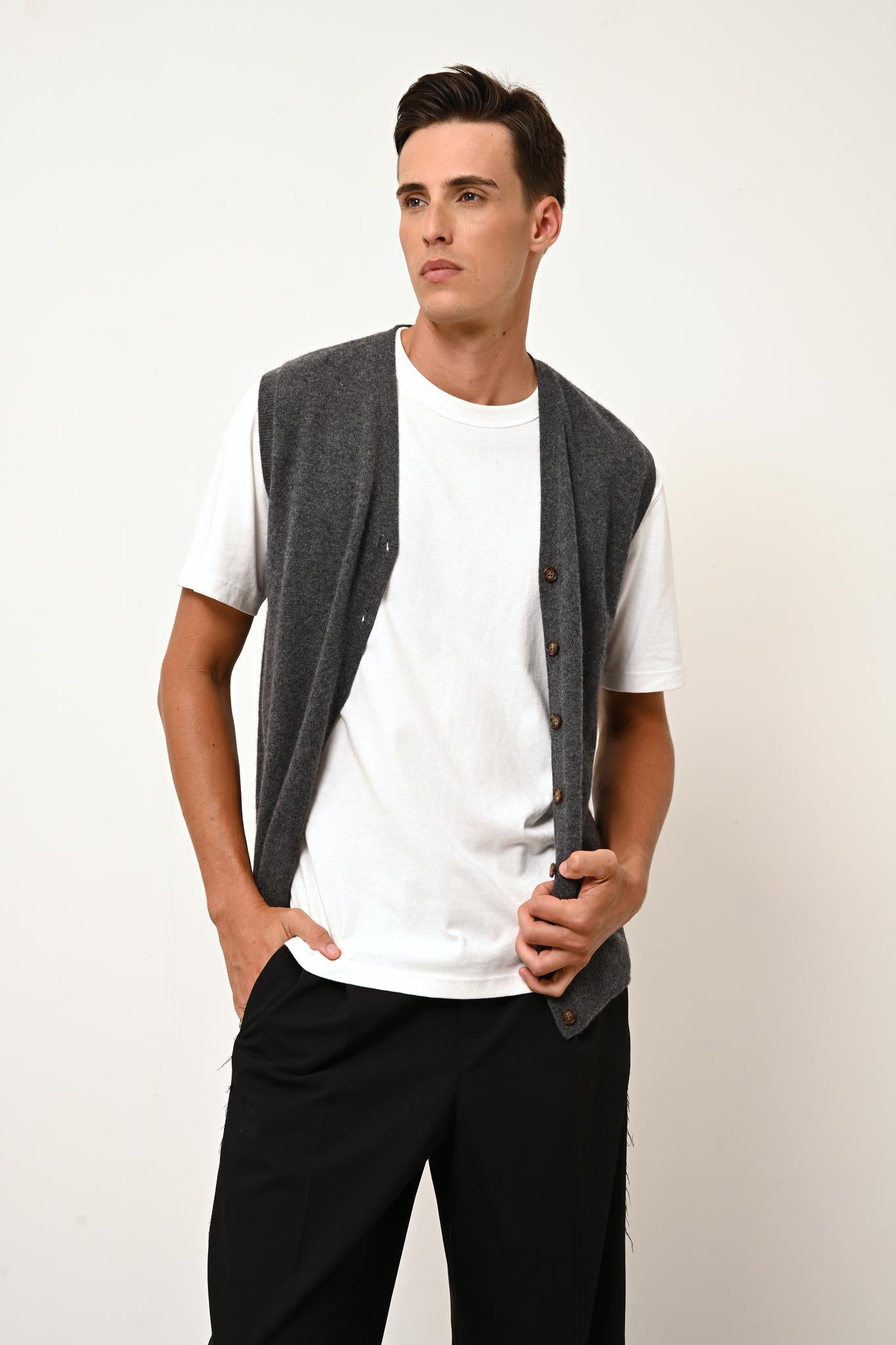 LANA cardigan col v anthracite chiné