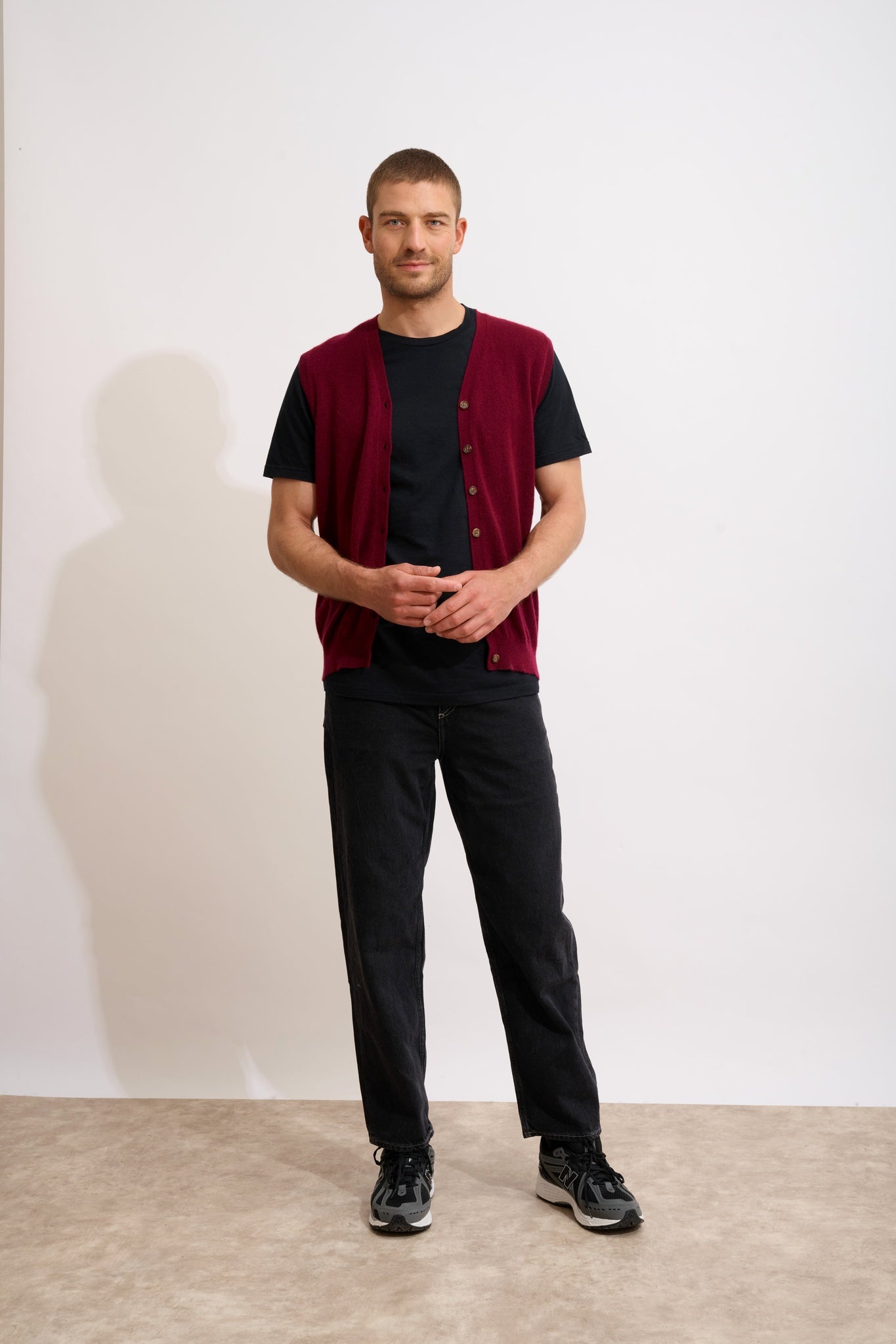 LANA cardigan col v bordeaux