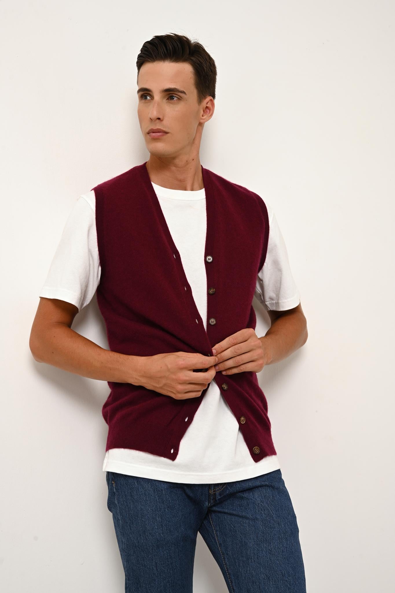 LANA cardigan col v bordeaux