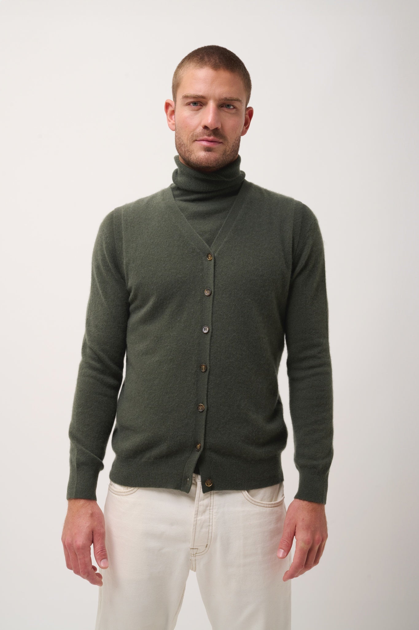 LANA cardigan col v kaki