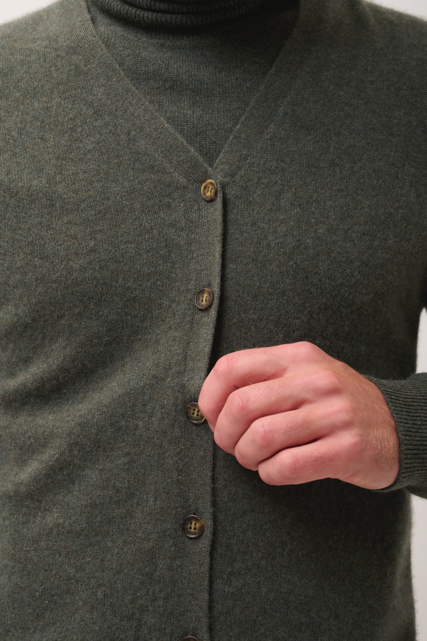 LANA khaki mottled v-neck cardigan