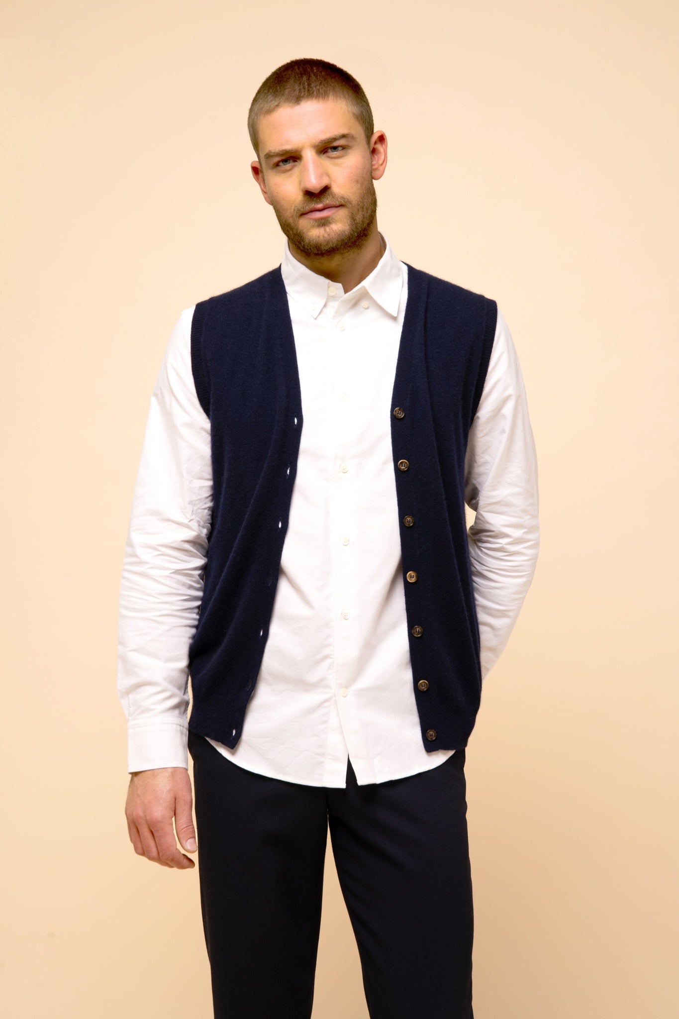 LANA cardigan col v navy