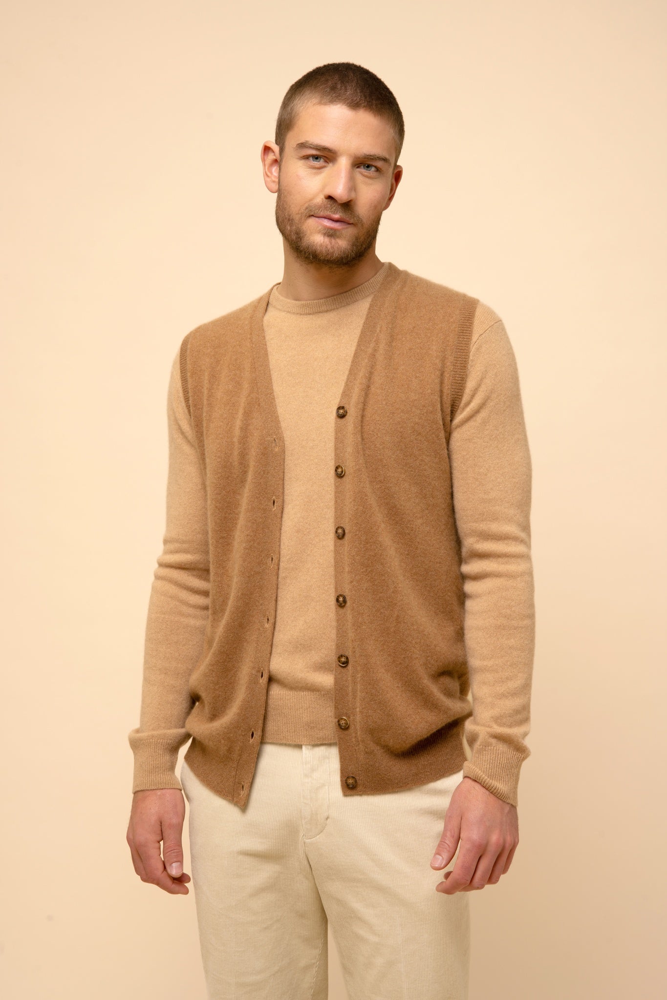 LANA cardigan col v noisette