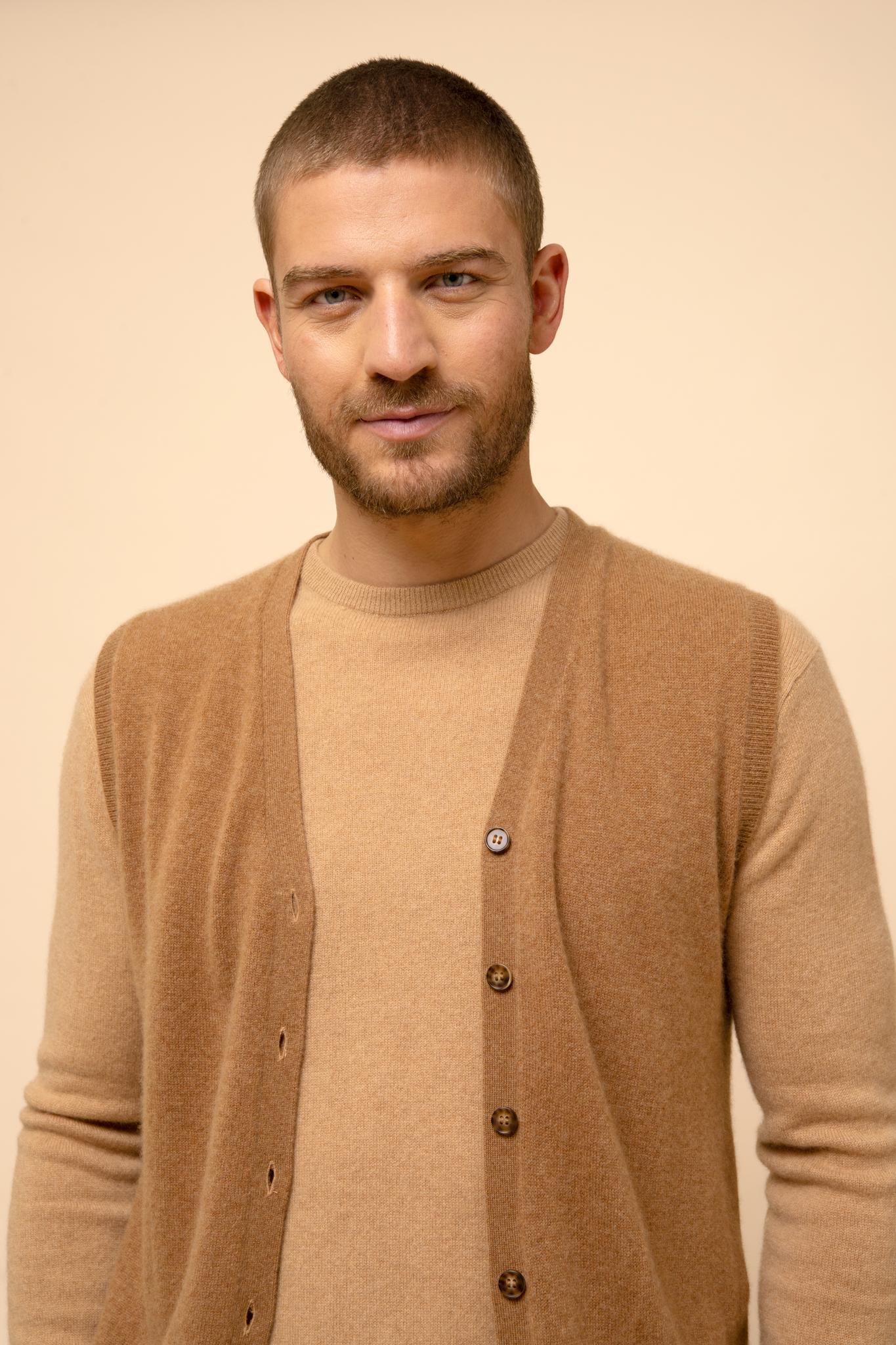 LANA cardigan col v noisette